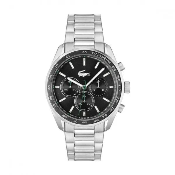 Lacoste - Montre Homme - Boston - Quartz Chrono - Cadran Noir - Bracelet Acier - Ref 2011347