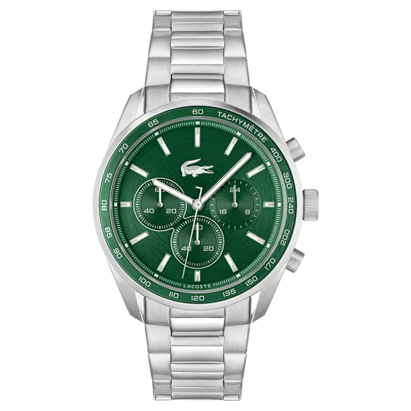 Lacoste - Montre Homme - Boston - Quartz Chrono - Cadran Vert - Bracelet Acier - Ref 2011346