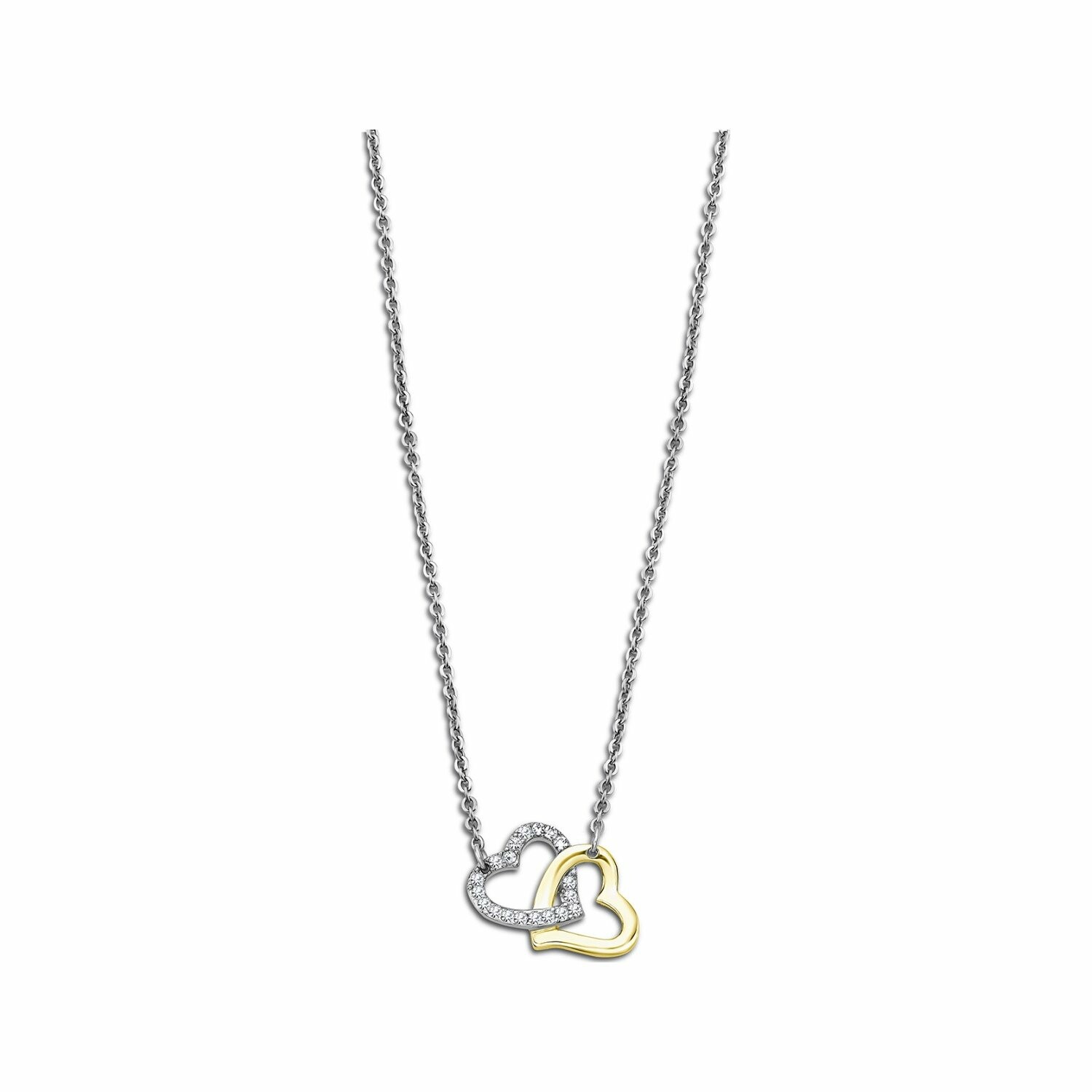 Achat Collier Lotus Woman's Heart en acier, plaqué or et oxydes de zirconium