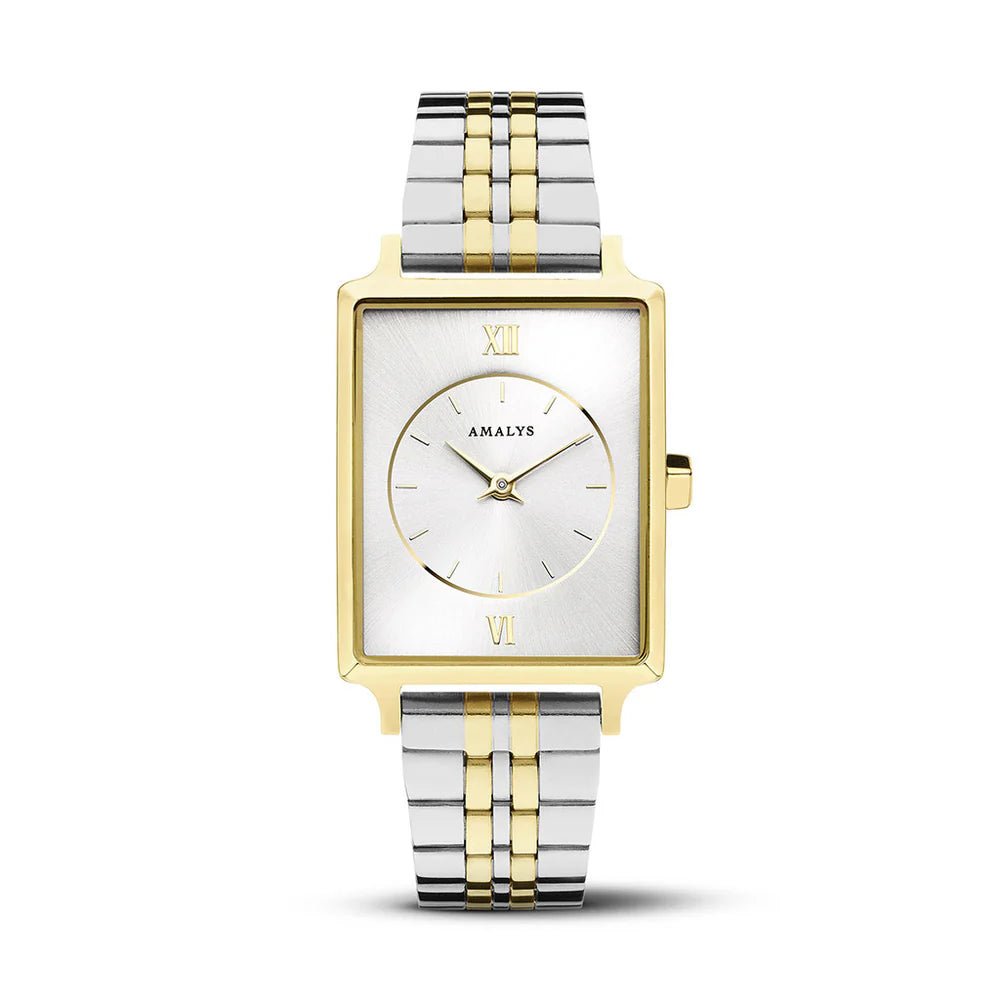Montre AMALYS Rectangulaire Penny bicolore