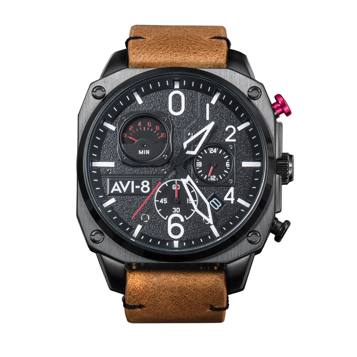 AVI-8 Retrograde Chronograph Brown Leather Watch
