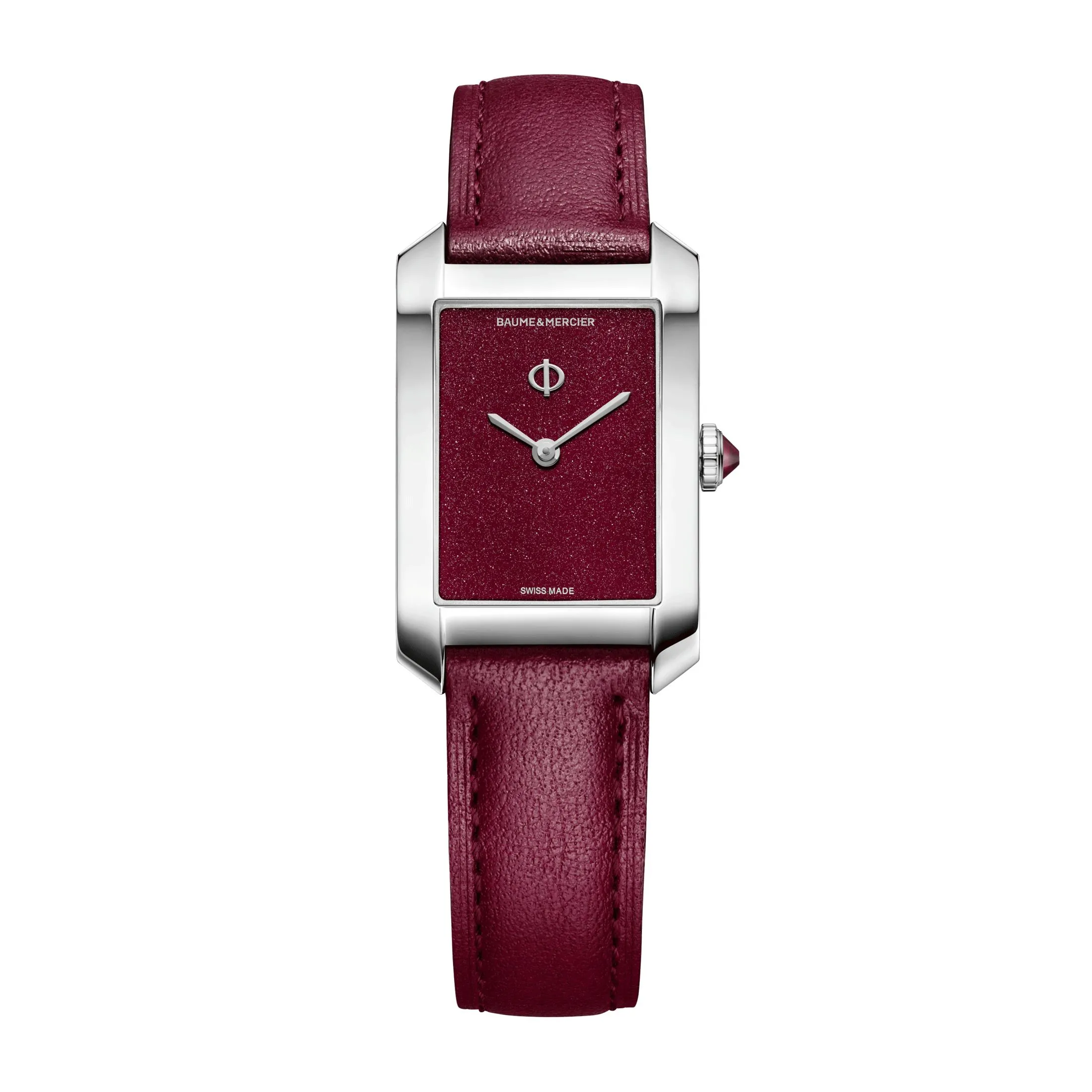 Montre Baume et Mercier Hampton quartz cadran pourpre bracelet cuir pourpre 35 x 22 mm