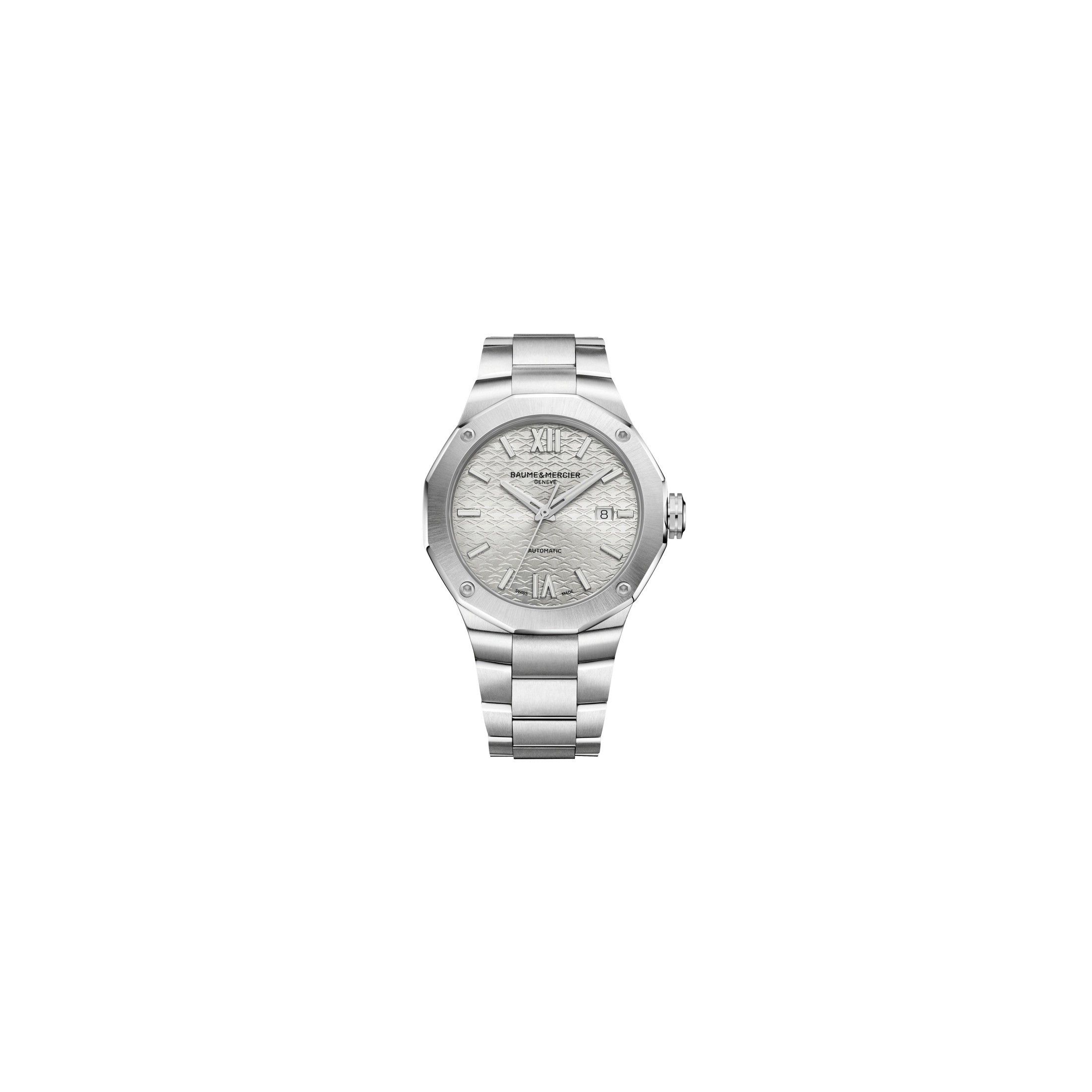 Montre Baume et Mercier Riviera automatique cadran blanc bracelet acier 42 mm