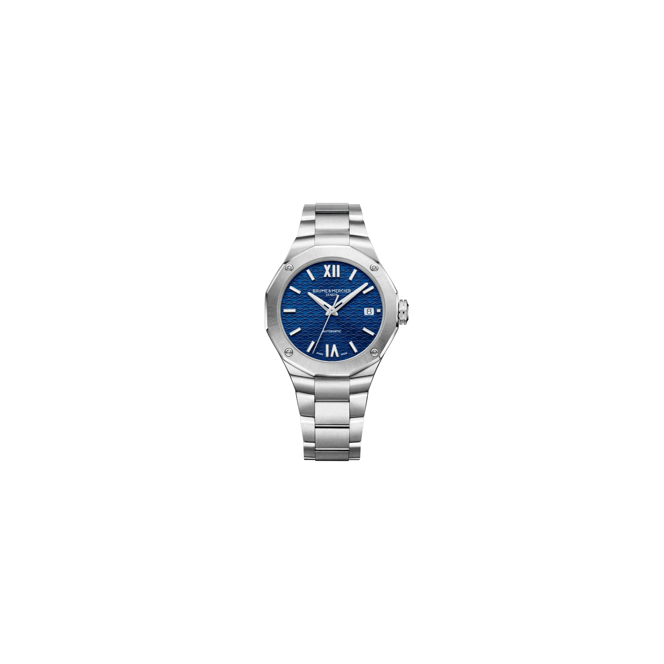 Montre Baume et Mercier Riviera automatique cadran bleu bracelet acier 36 mm