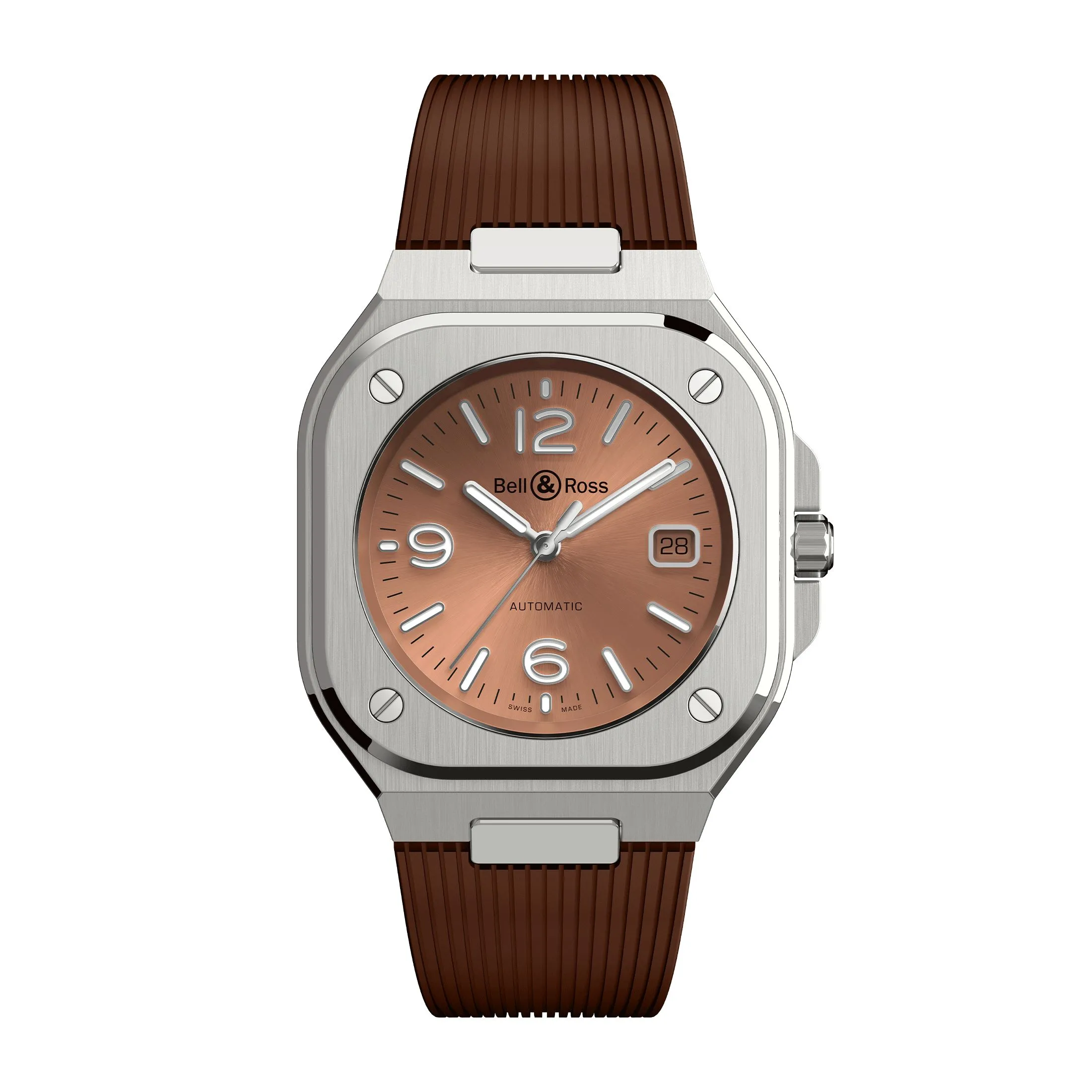Montre Bell & Ross BR 05 Copper Brown automatique cadran marron bracelet caoutchouc 40 mm