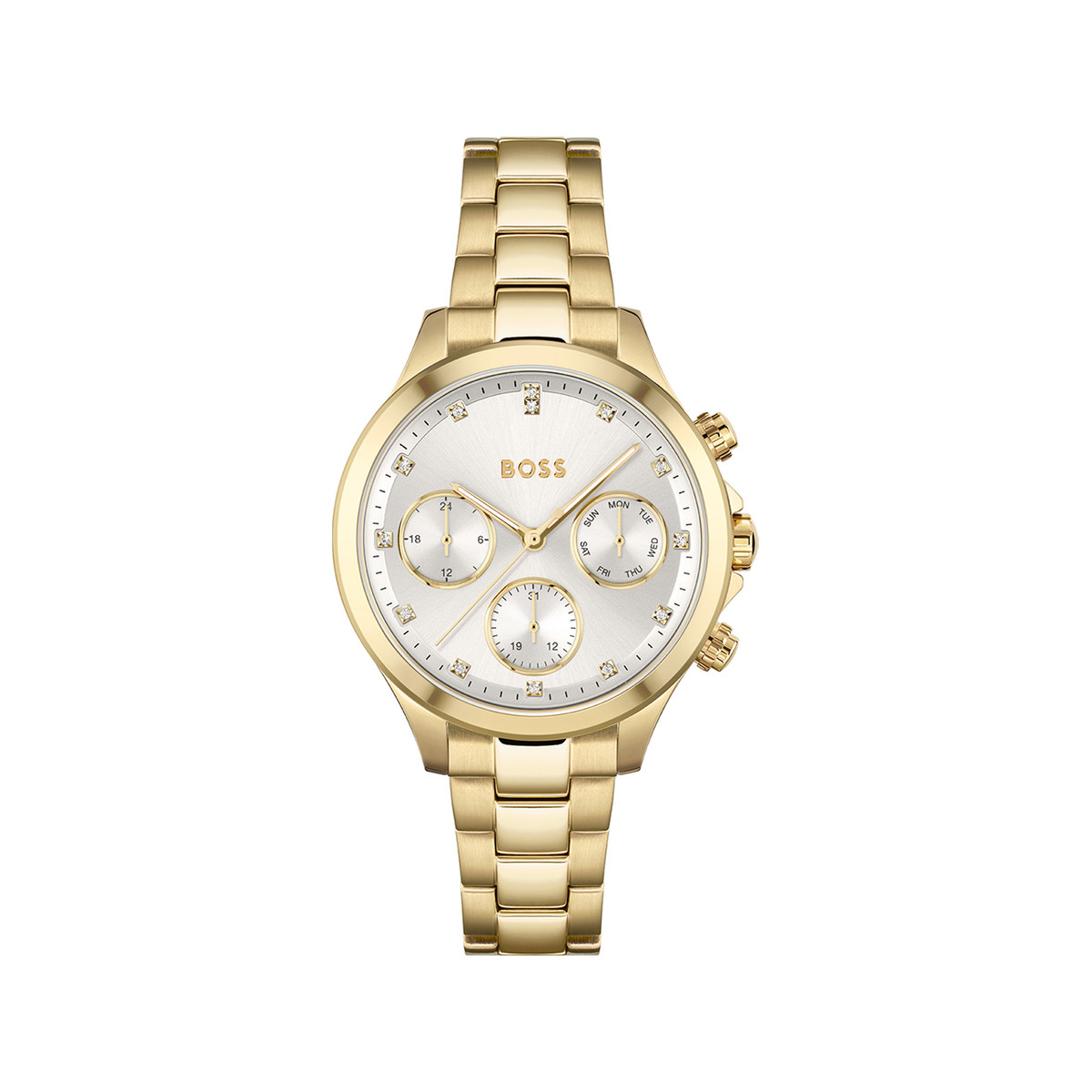 Montre Boss femme bracelet acier dore jaune