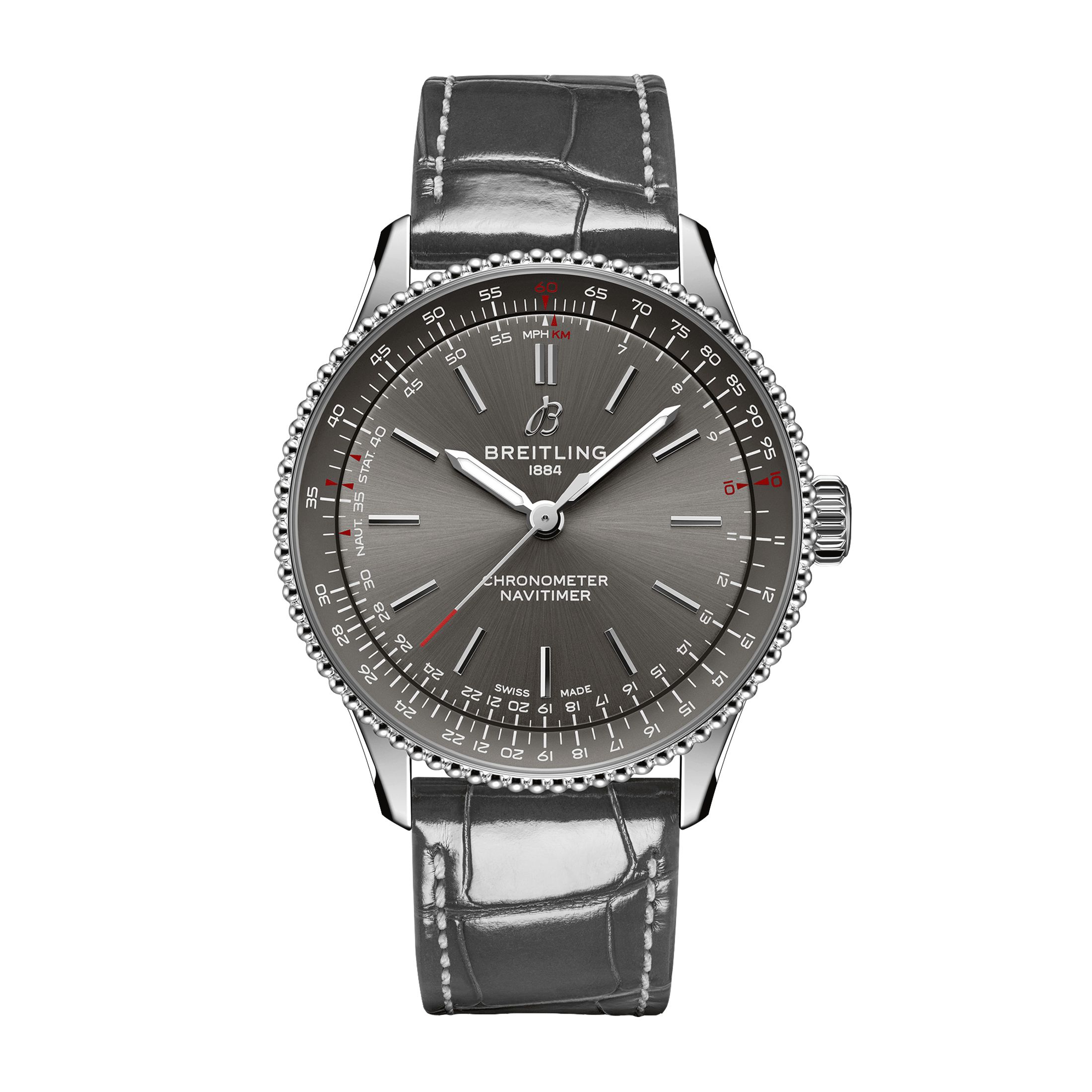 Montre Breitling Navitimer automatique cadran anthracite bracelet cuir anthracite 36 mm