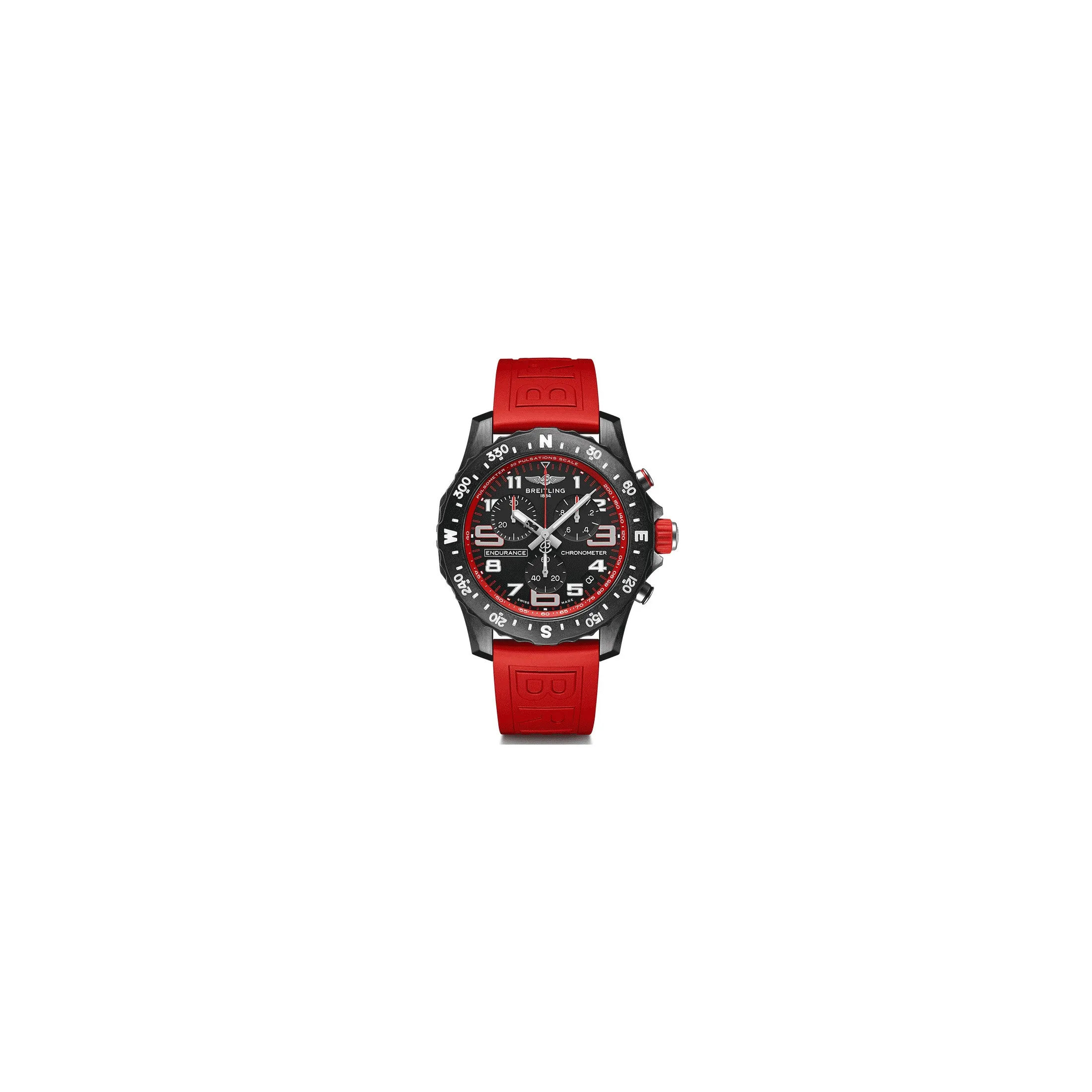 Montre Breitling Professional Endurance Pro cadran noir bracelet caoutchouc rouge 44 mm