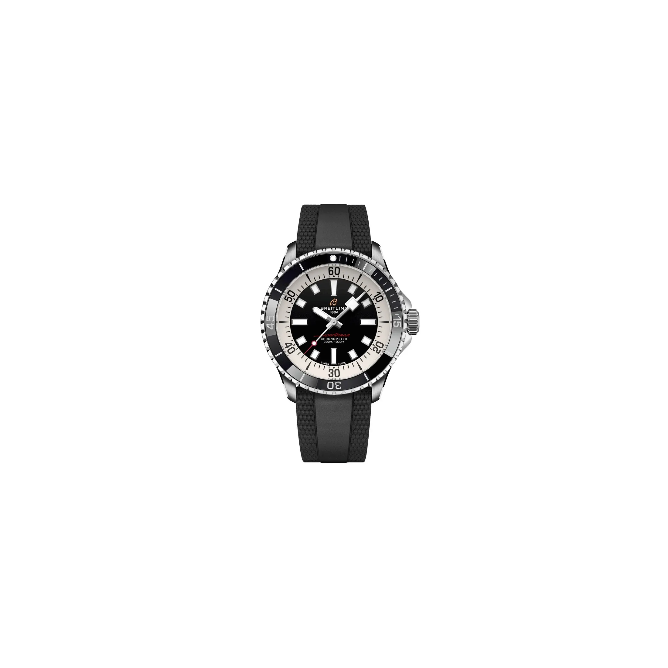 Montre Breitling Superocean automatique cadran noir bracelet caoutchouc noir 42 mm