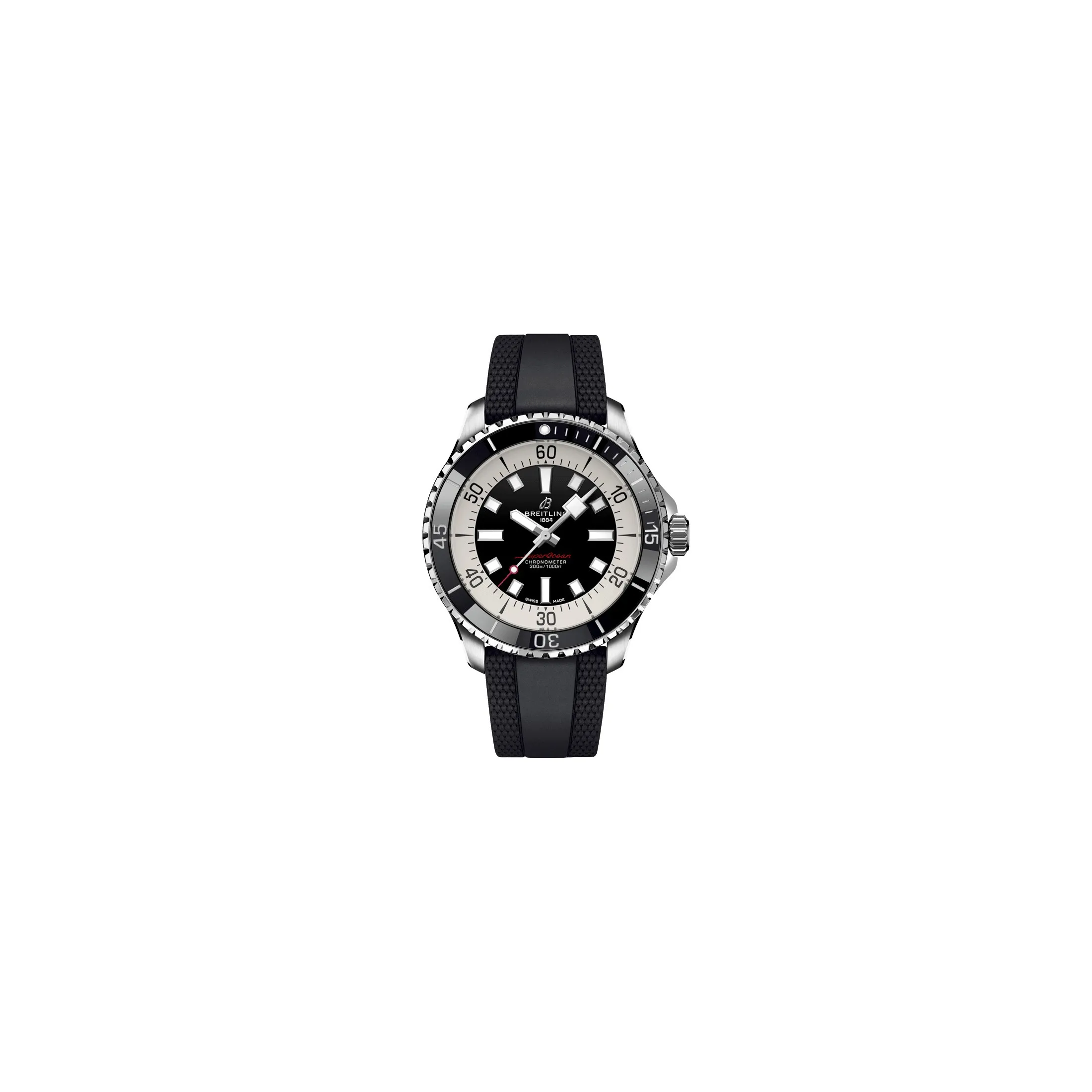 Montre Breitling Superocean automatique cadran noir bracelet caoutchouc noir 44 mm