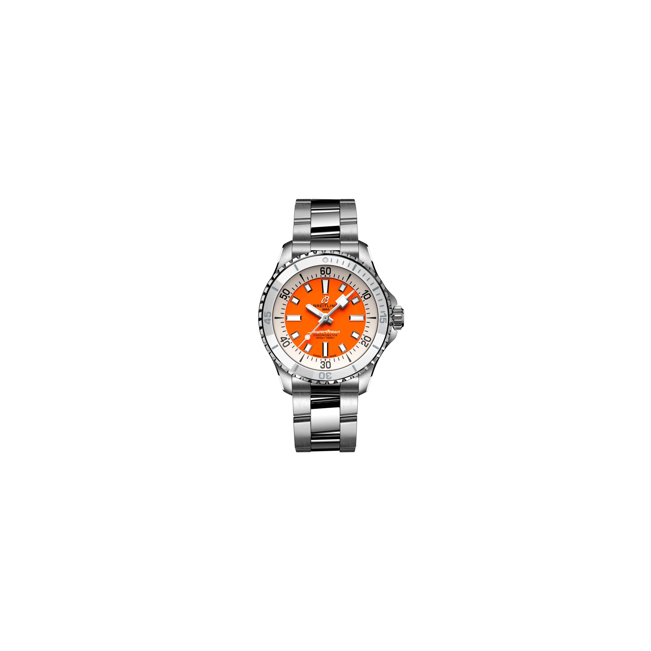 Montre Breitling Superocean automatique cadran orange bracelet acier 36 mm