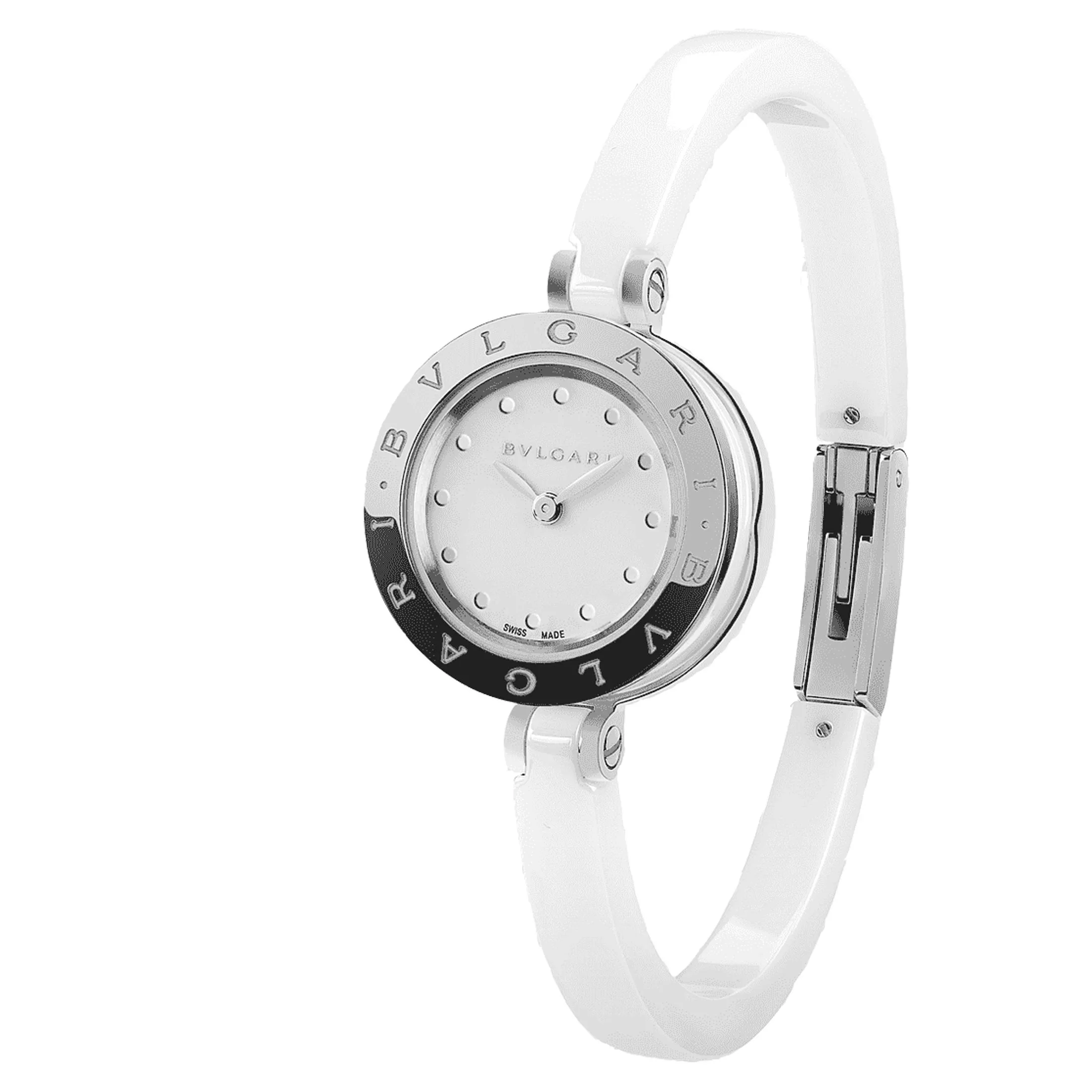 Montre Bulgari B.Zero1 quartz cadran blanc bracelet cuir blanc 23 mm