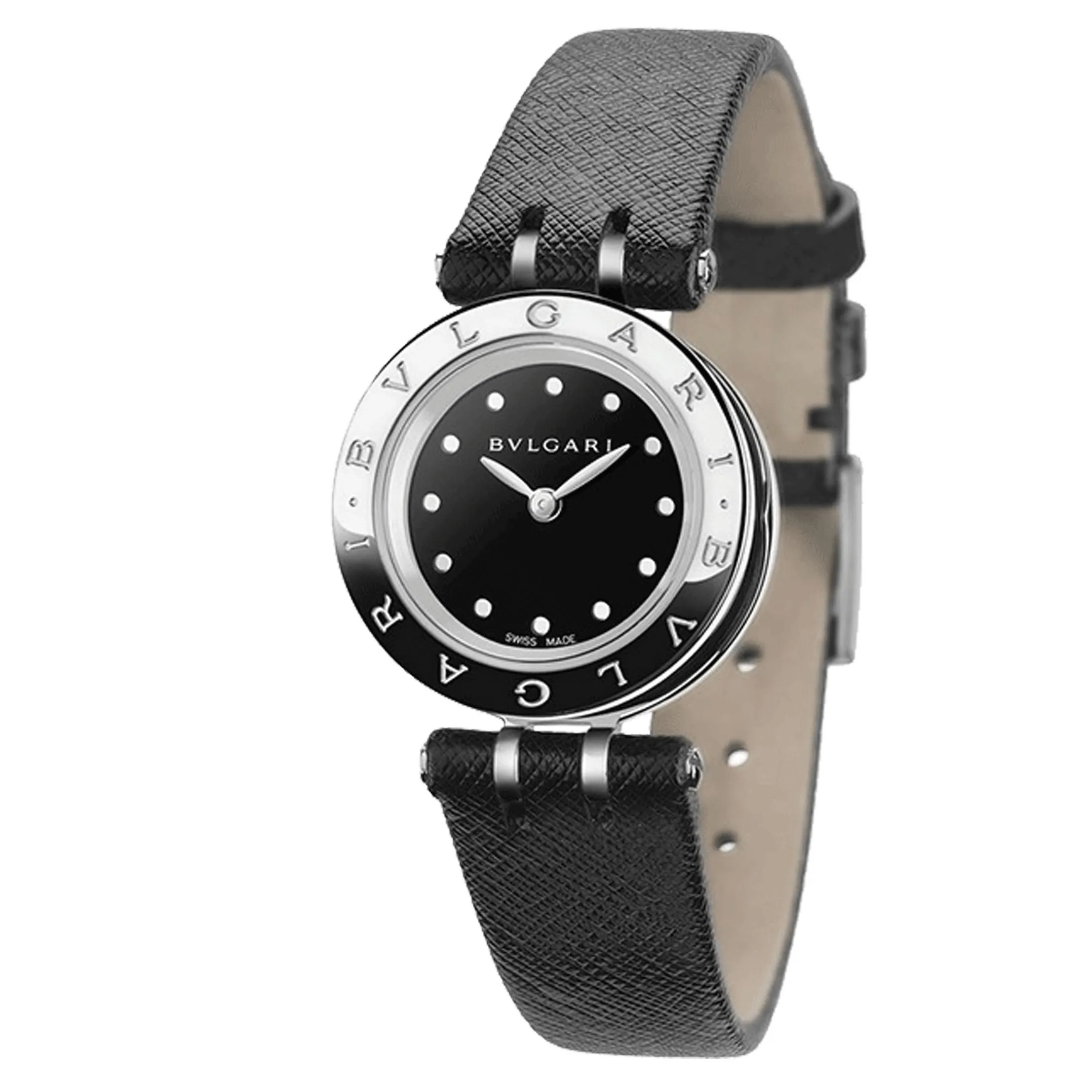 Montre Bulgari B.Zero1 quartz cadran noir bracelet cuir noir 23 mm