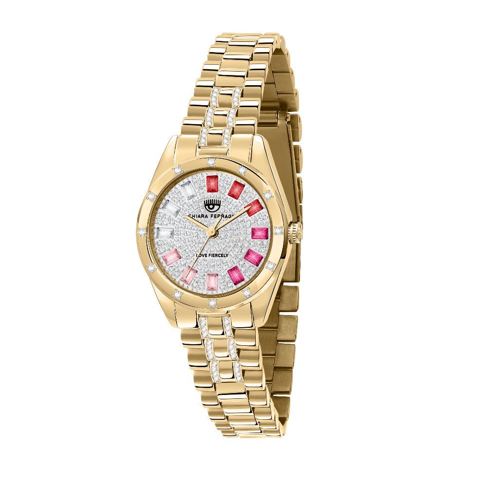 Chiara Ferragni Everyday small gold watch with sparkling dial