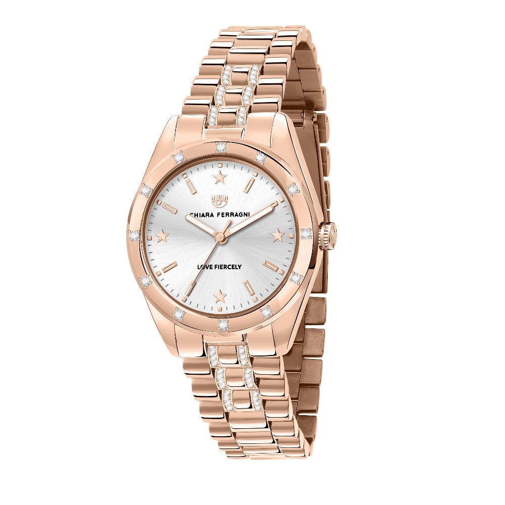 Chiara Ferragni Everyday rose gold watch with silver dial