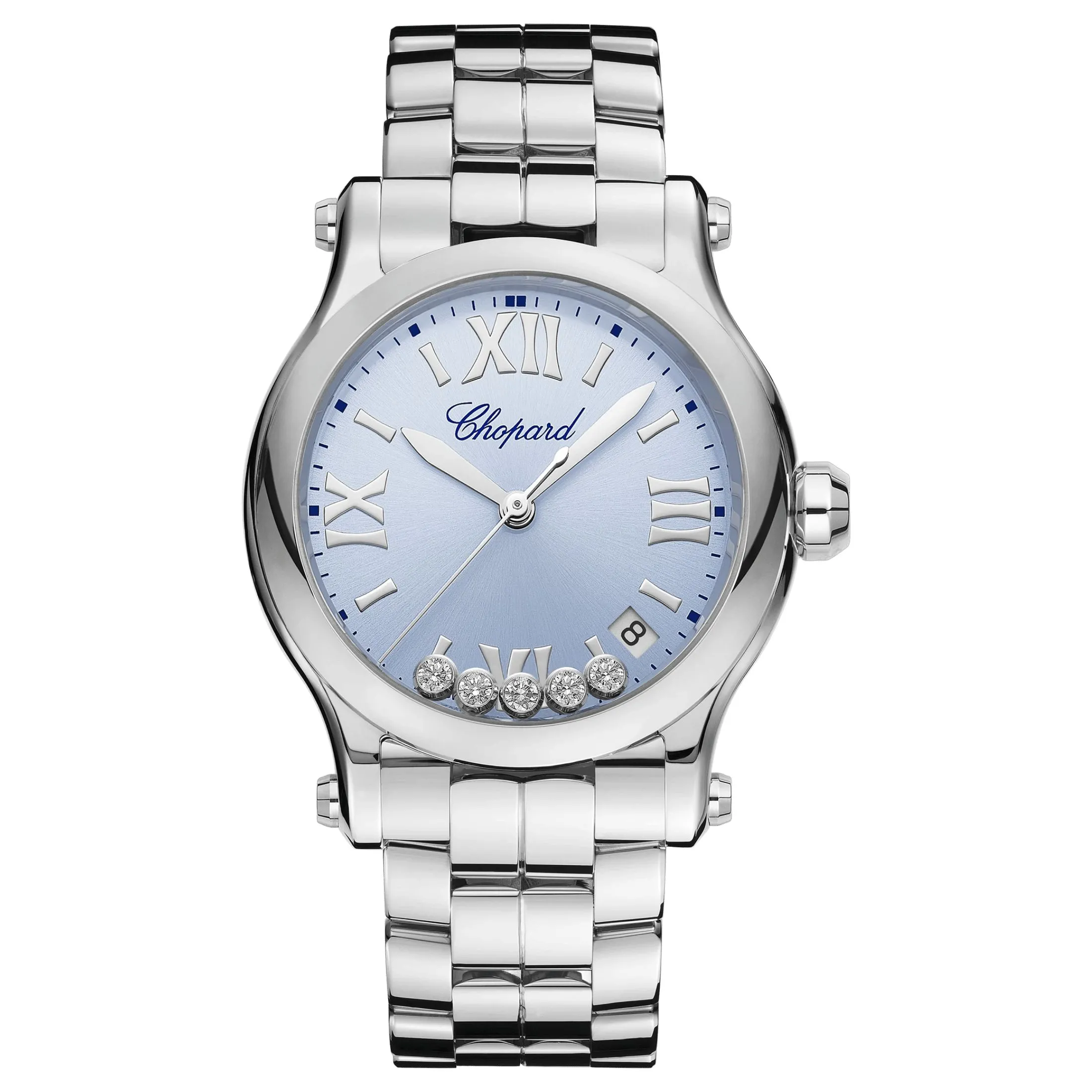 Montre Chopard Happy Sport quartz cadran bleu bracelet acier 36 mm