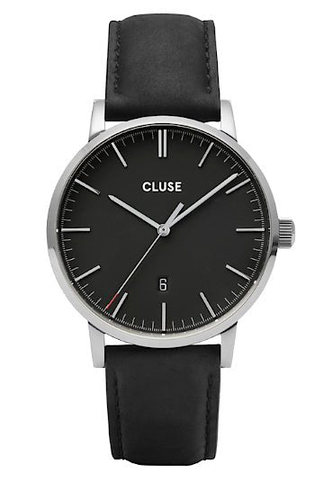 CLUSE Aravis Black Leather Watch