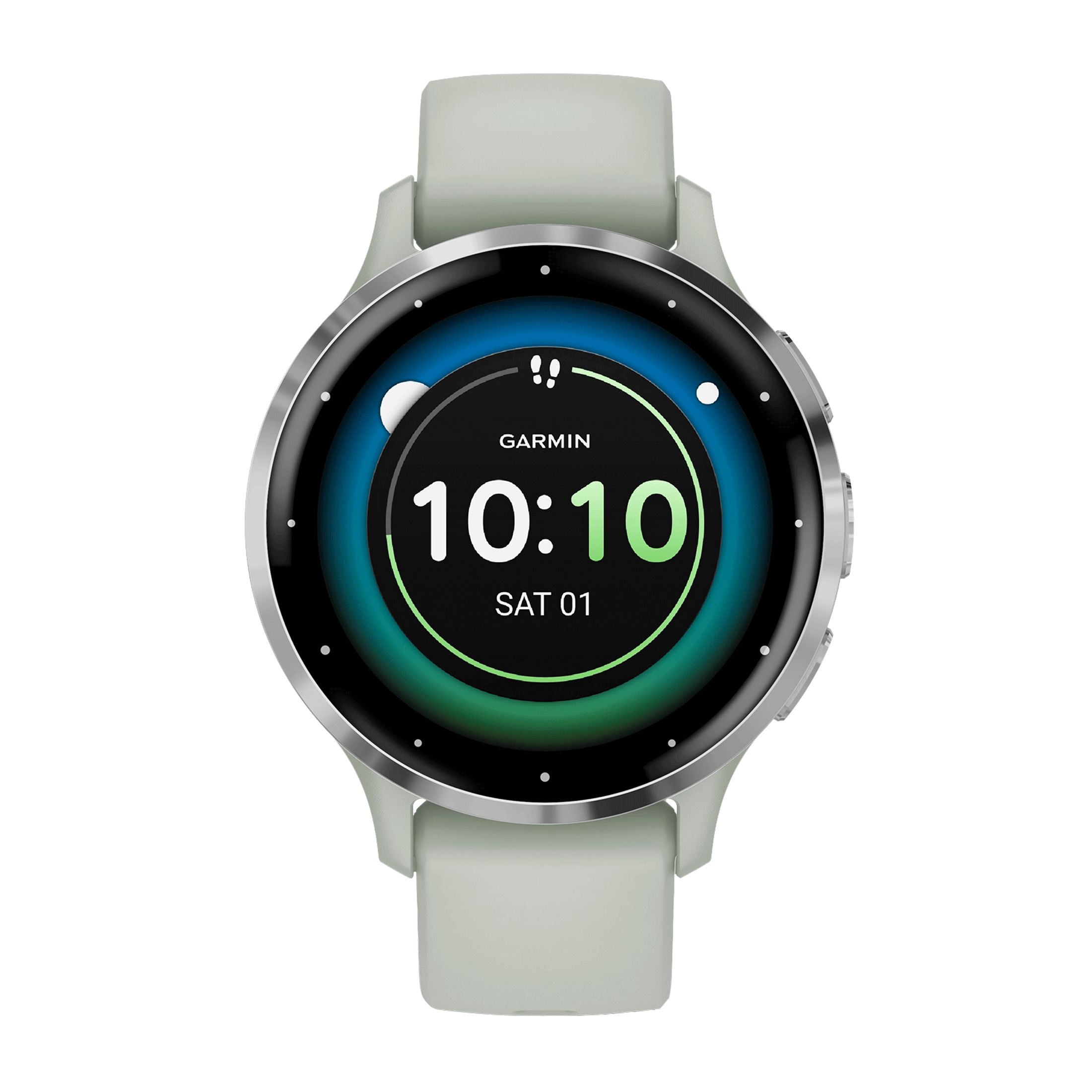 Montre connectée Garmin Venu 3S Silver bracelet silicone vert sauge 41 mm