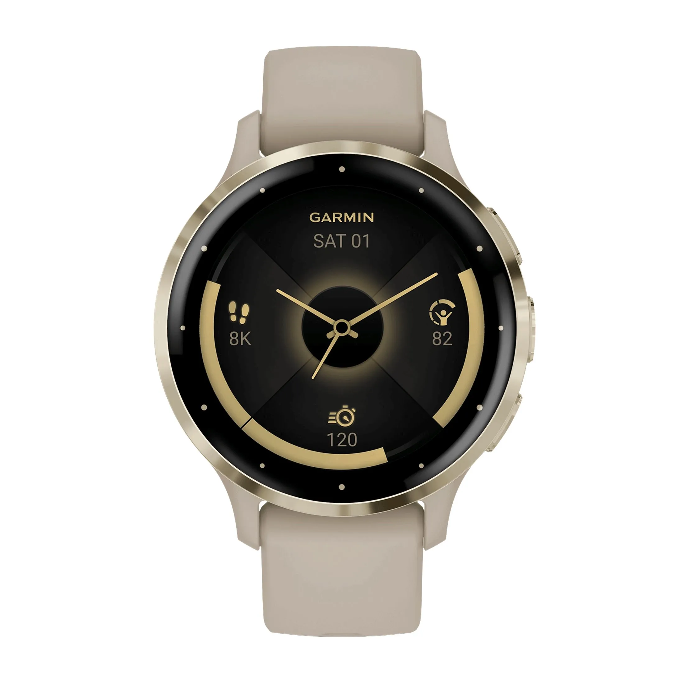 Montre connectée Garmin Venu 3S Soft Gold bracelet silicone lin 41 mm
