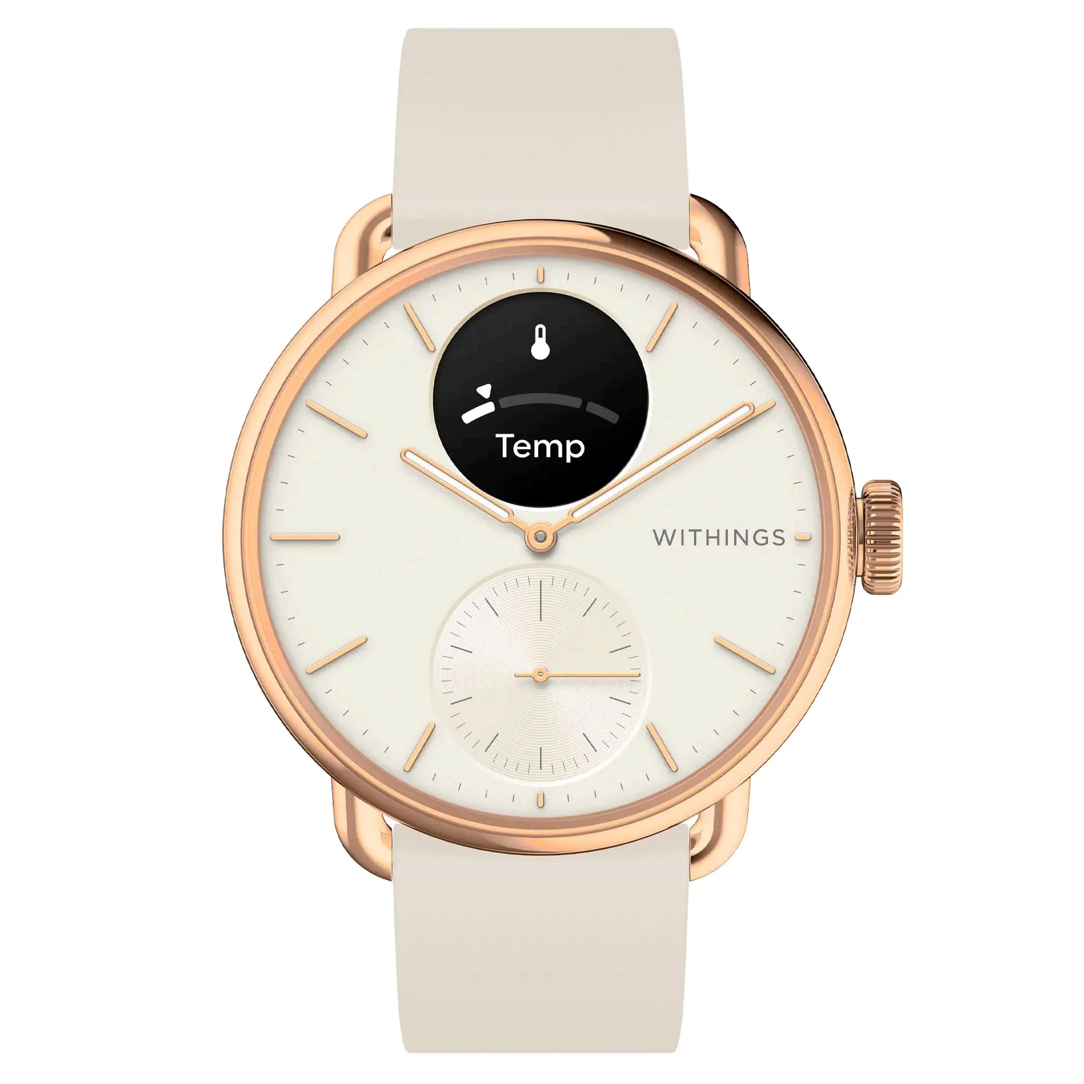 Montre connectée Withings ScanWatch 2 Rose Gold cadran sable bracelet silicone sable 38 mm