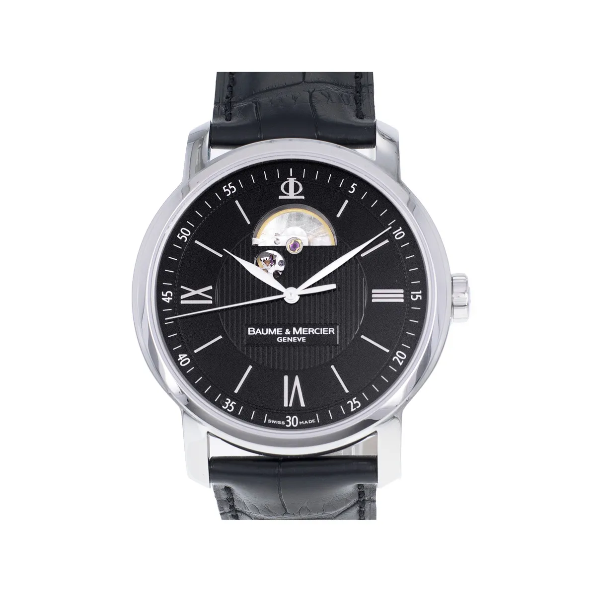 Montre d'occasion BAUME & MERCIER classima femme automatique bracelet cuir noir