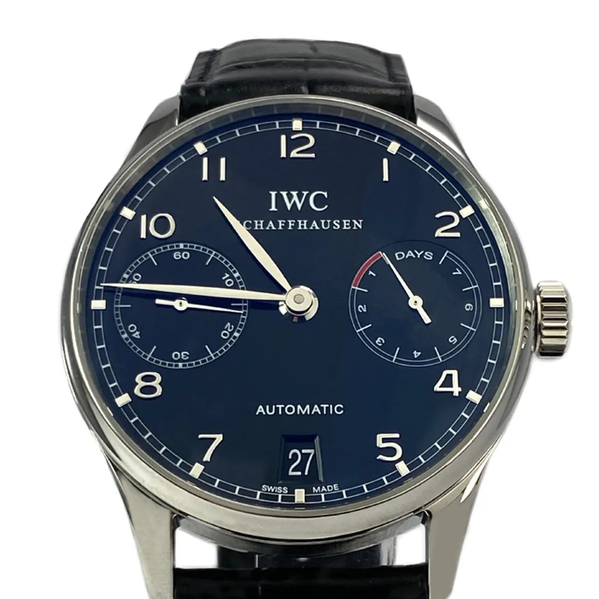 Montre d'occasion IWC Portugaise automatique homme acier cuir