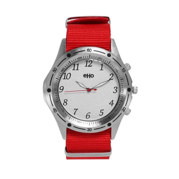 Montre Ecoresponsable eHo Textile Rouge Cadran Blanc