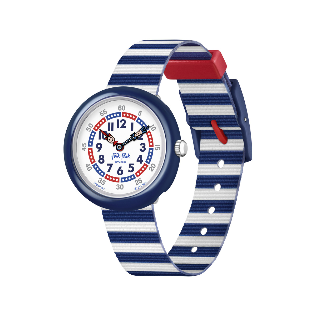 Montre Flik Flak Color my life Little boat enfant plastique biosourcé bracelet PET recyclé bleu