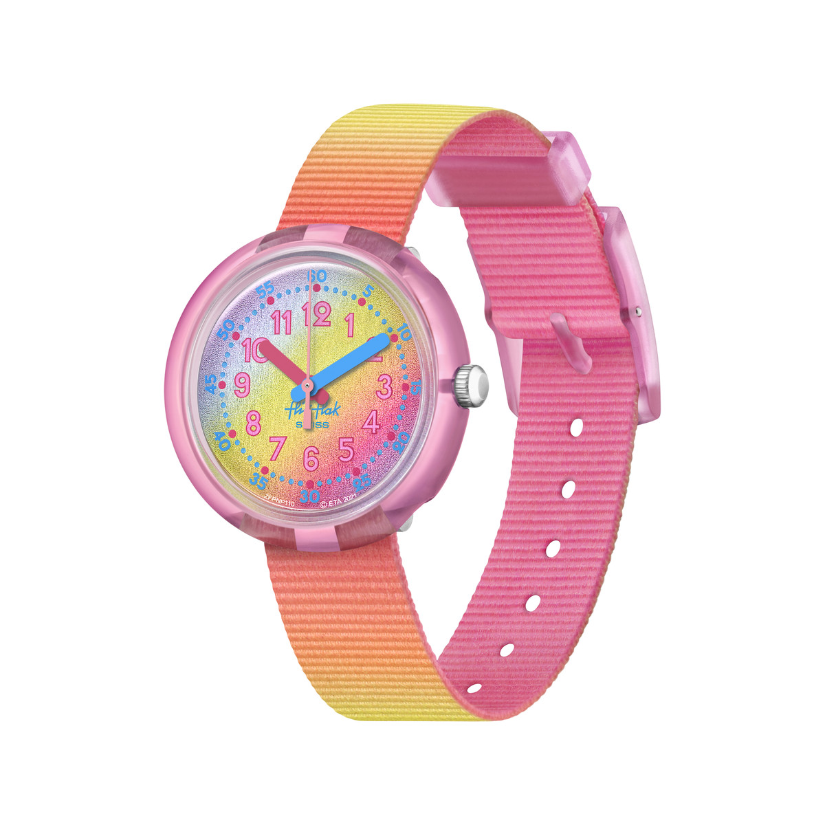 Montre Flik Flak Color my life Shades of rainbow enfant plastique biosourcé bracelet PET recyclé rose