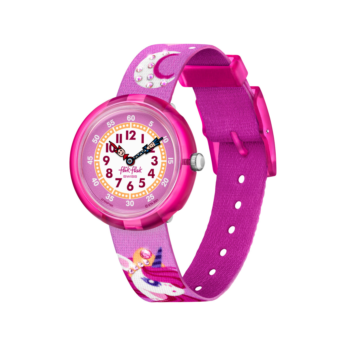 Montre FLIK FLAK DREAMING UNICORN enfant cadran rose bracelet rose pet recyclé