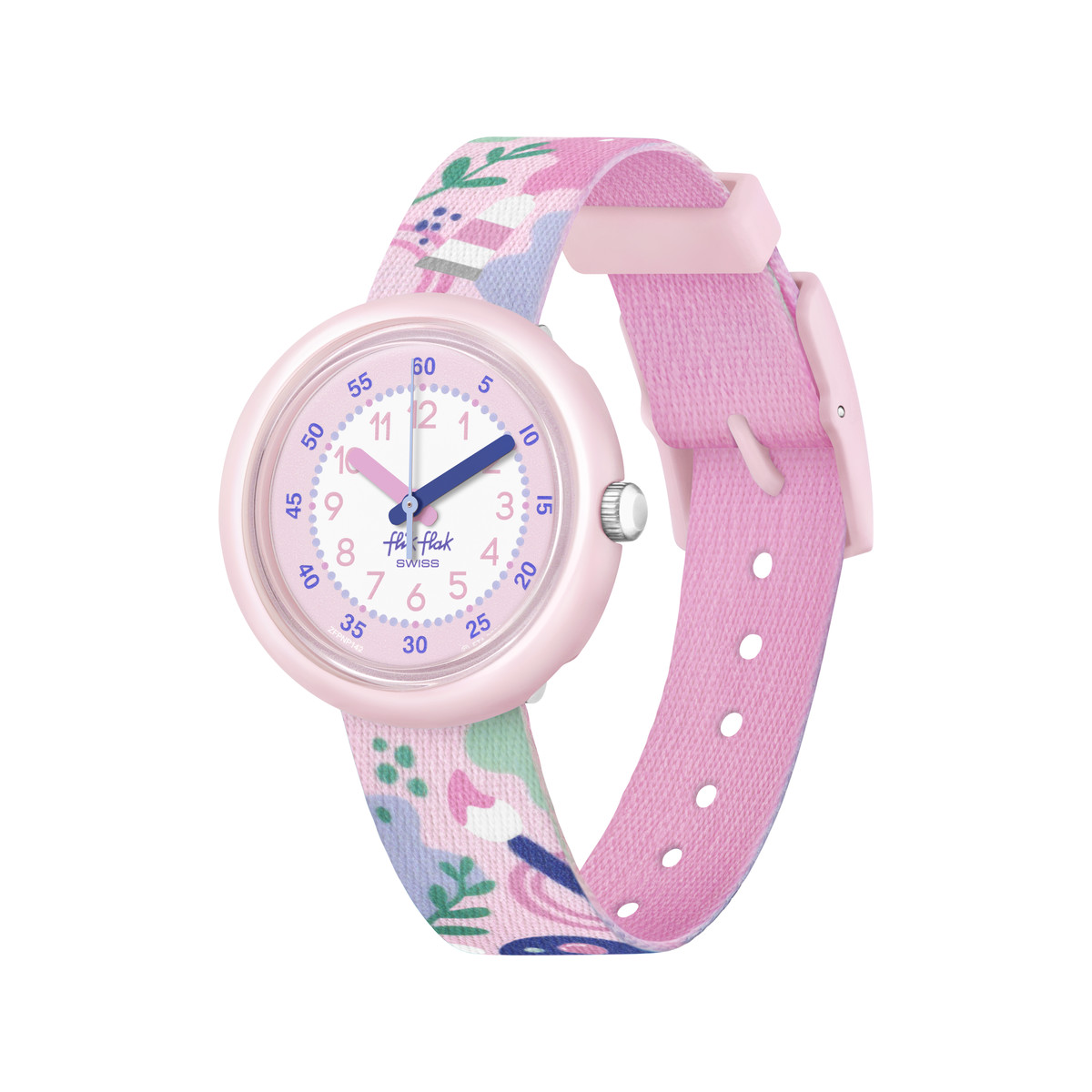 Montre Flik Flak Future dreams Art Lover enfant plastique biosourcé bracelet PET recyclé rose