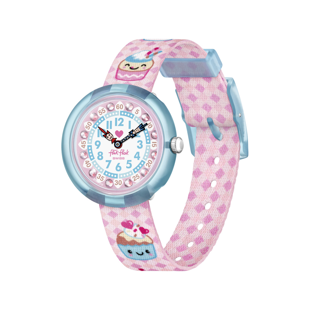 Montre FLIK FLAK Future dreams Bake it up enfant plastique biosourcé bracelet PET recyclé rose