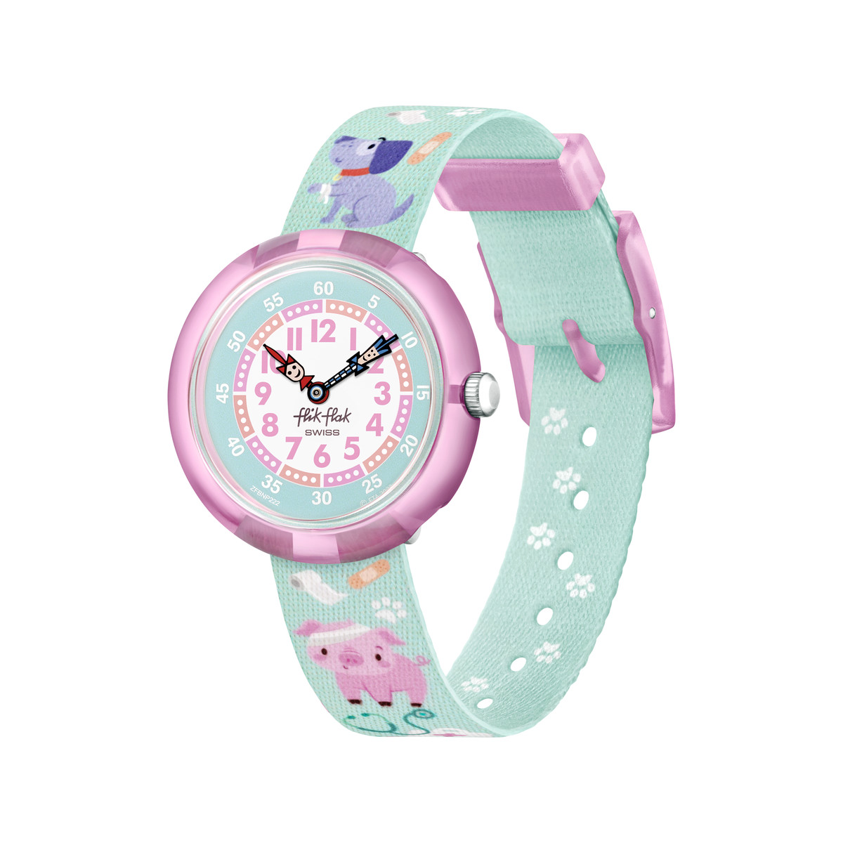 Montre Flik Flak Future dreams My spirit animal enfant plastique biosourcé bracelet PET recyclé vert