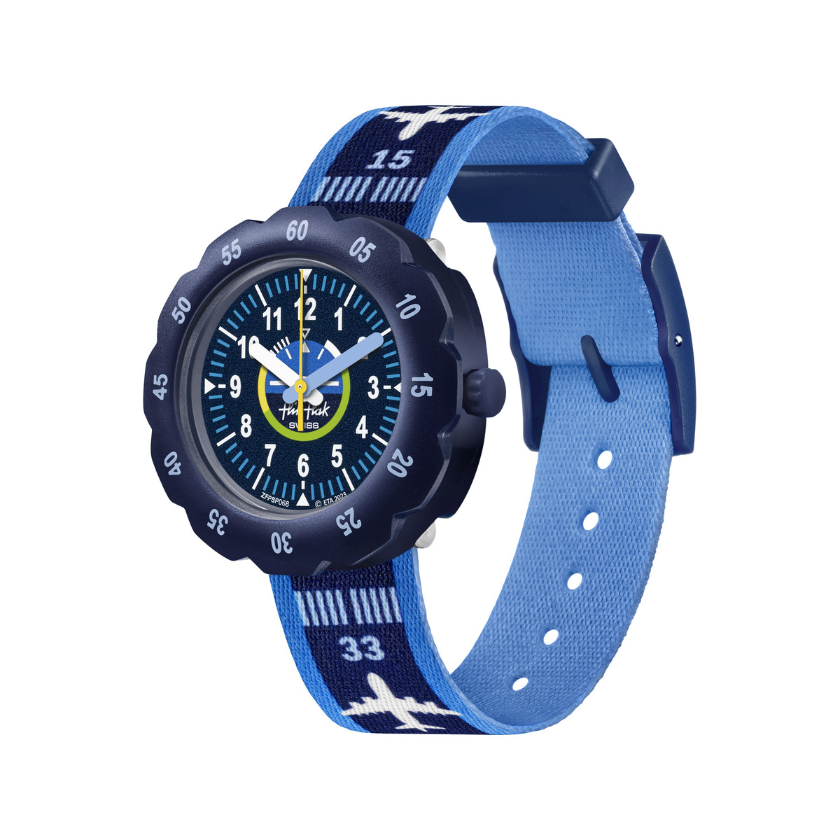Montre Flik Flak Future dreams Take off enfant plastique biosourcé bracelet PET recyclé bleu
