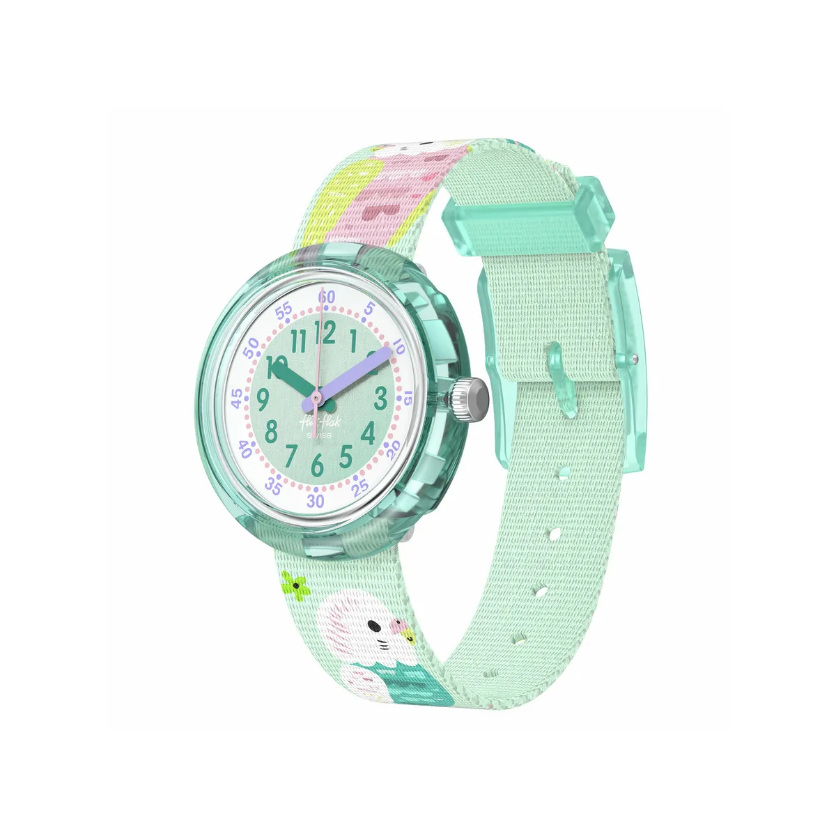 Montre FLIK FLAK HAPPY BUDGIES enfant bracelet pet recycle vert