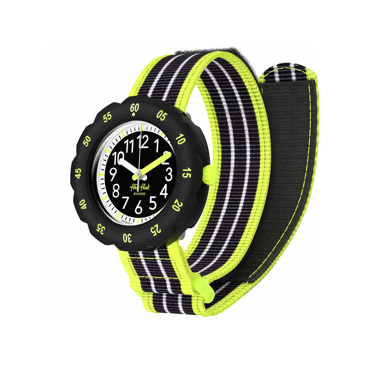 Montre FLIK FLAK LOOP IN NEON enfant bracelet pet recycle noir