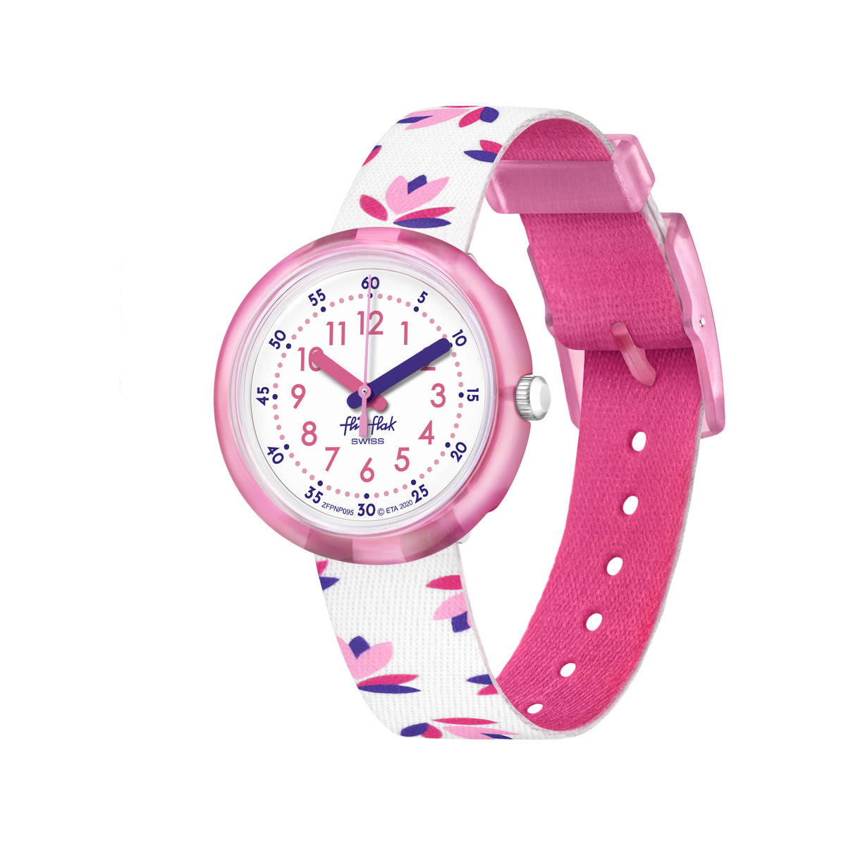 Montre FLIK FLAK MARINETTE enfant plastique biosourcé bracelet pet recyclé blanc