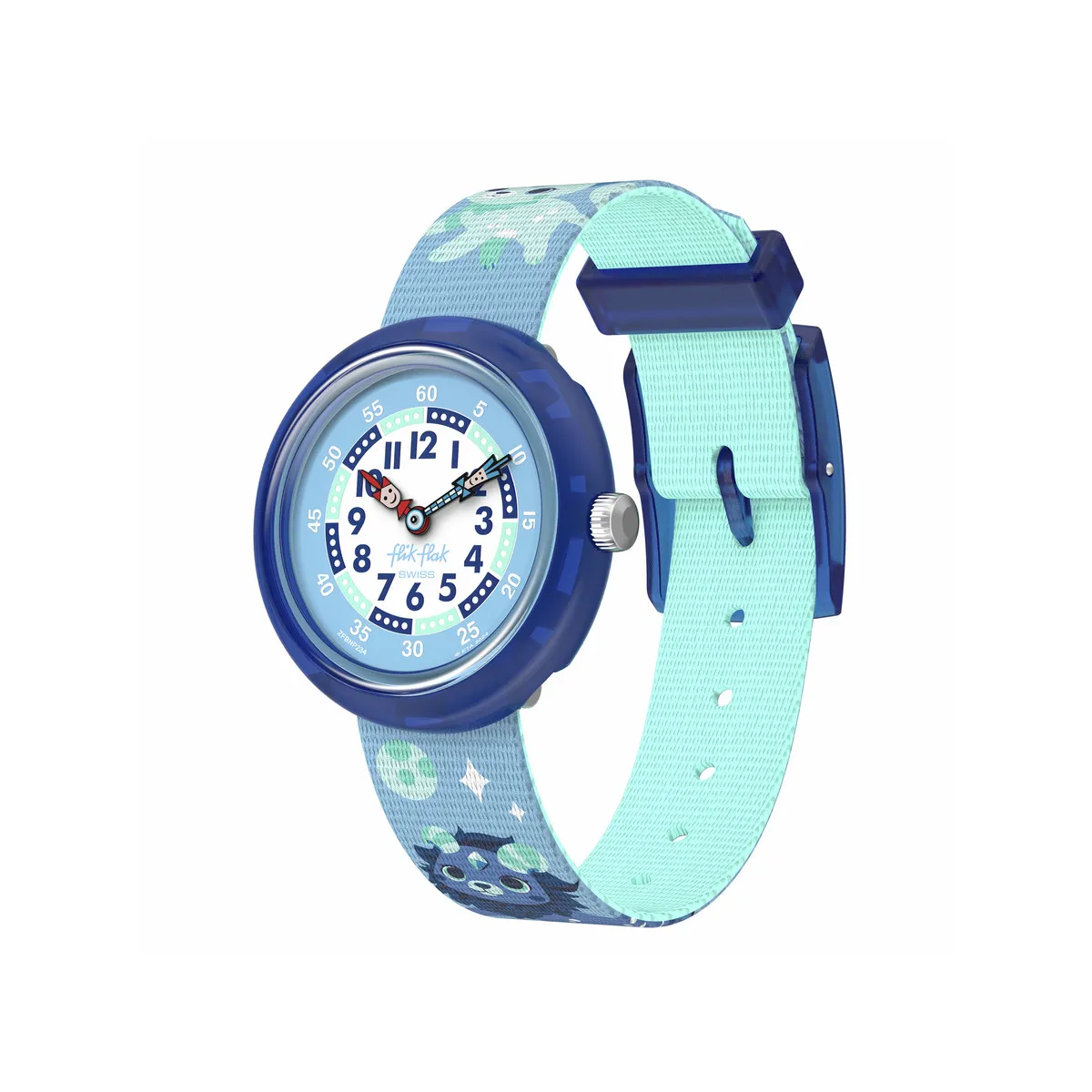 Montre FLIK FLAK mystic land enfant bracelet pet recycle bleu
