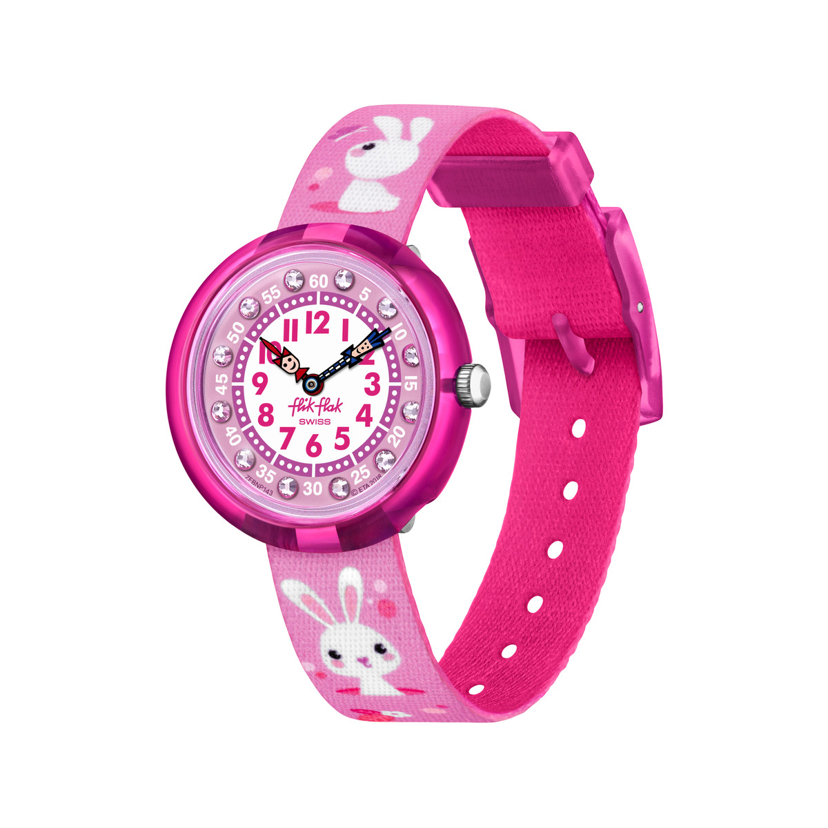 Montre Flik Flak Mystical woods So cute enfant plastique biosourcé bracelet PET recyclé rose
