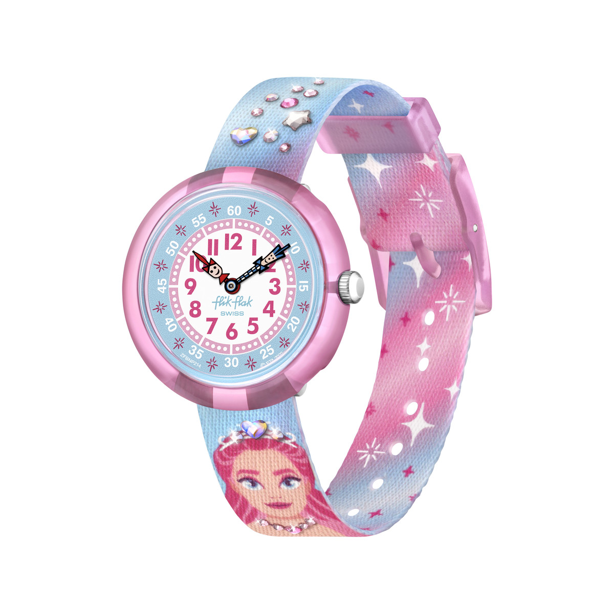 Montre Flik Flak Shine bright enfant plastique biosourcé bracelet PET recyclé rose
