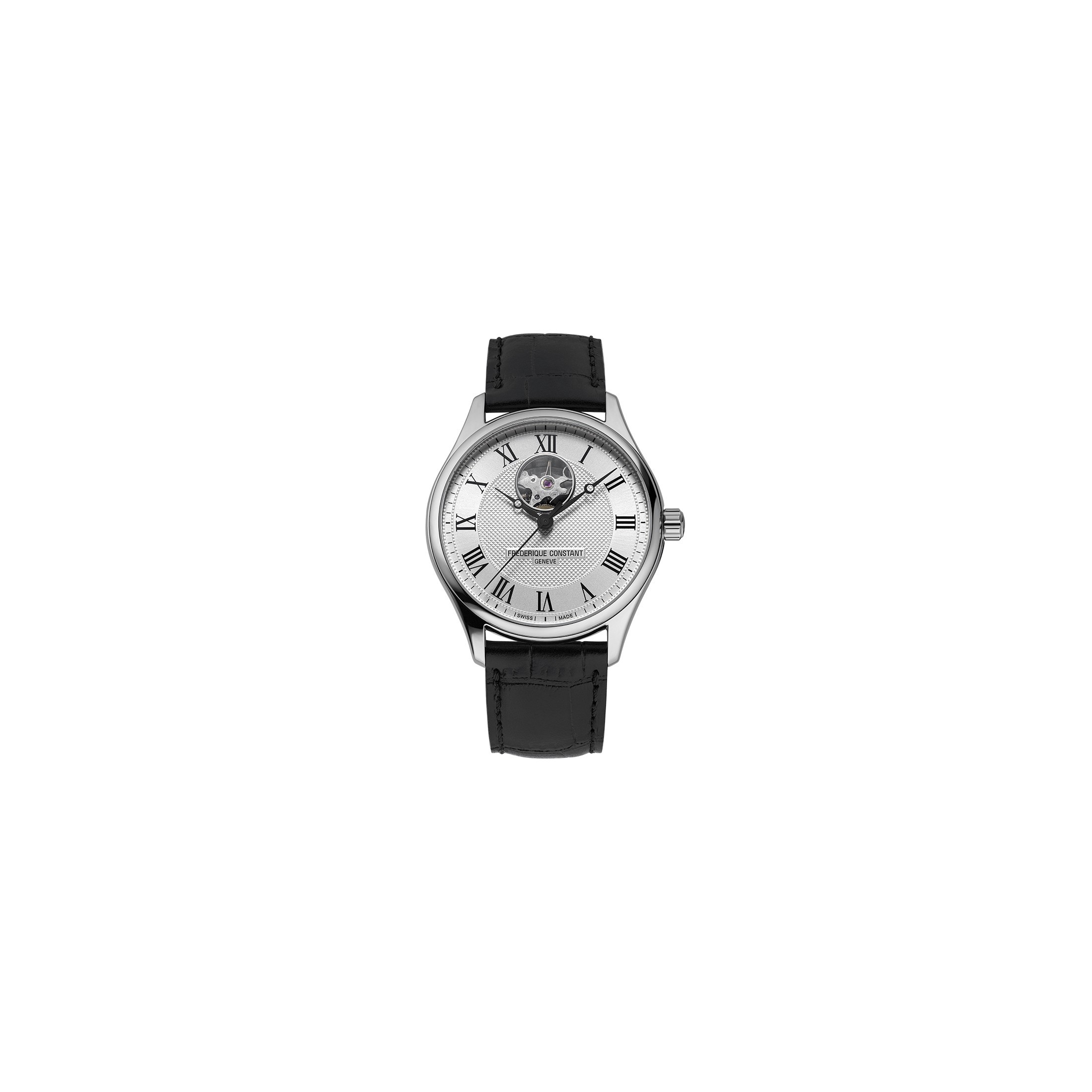 Montre Frédérique Constant Classics Heart Beat Automatic cadran blanc bracelet cuir 40 mm