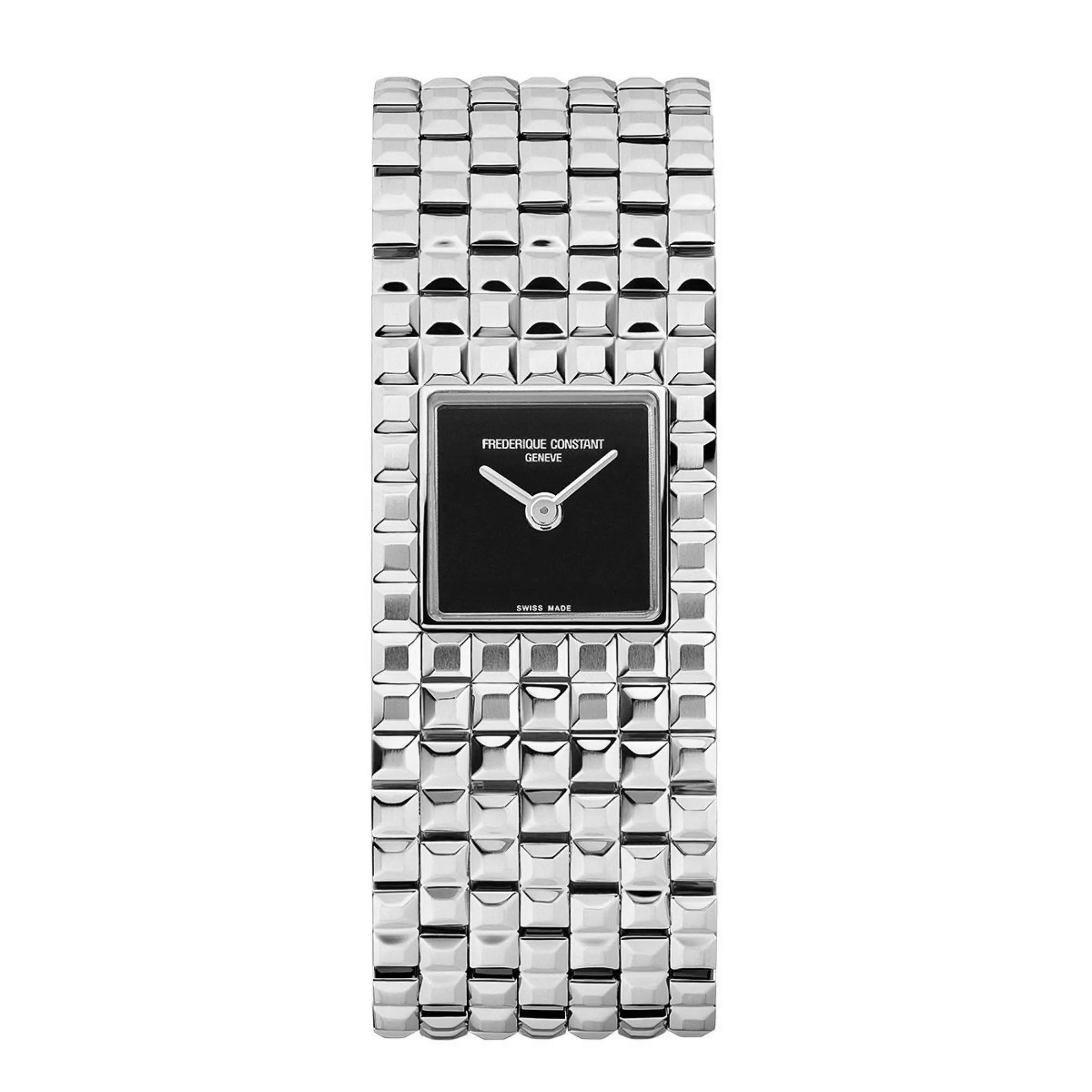 Montre Frédérique Constant Classics Manchette quartz cadran onyx bracelet acier 25.7 x 20 mm