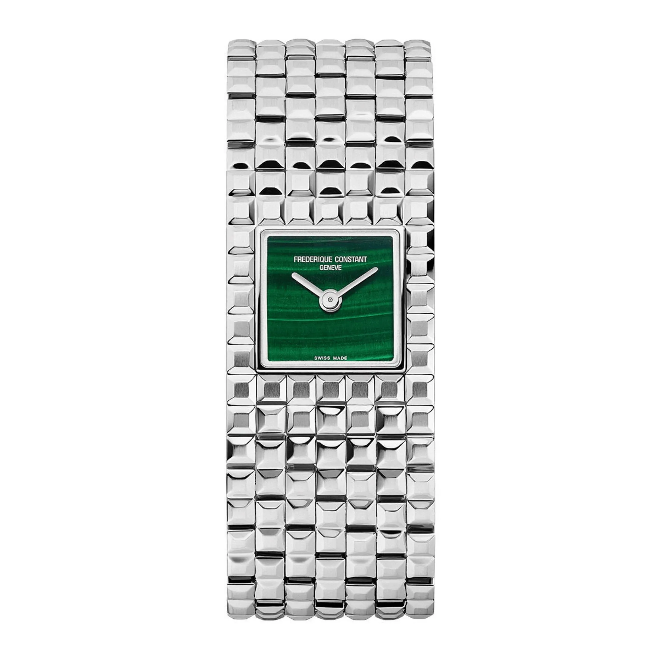 Montre Frédérique Constant Classics Manchette quartz cadran malachite bracelet acier 25.7 x 20 mm
