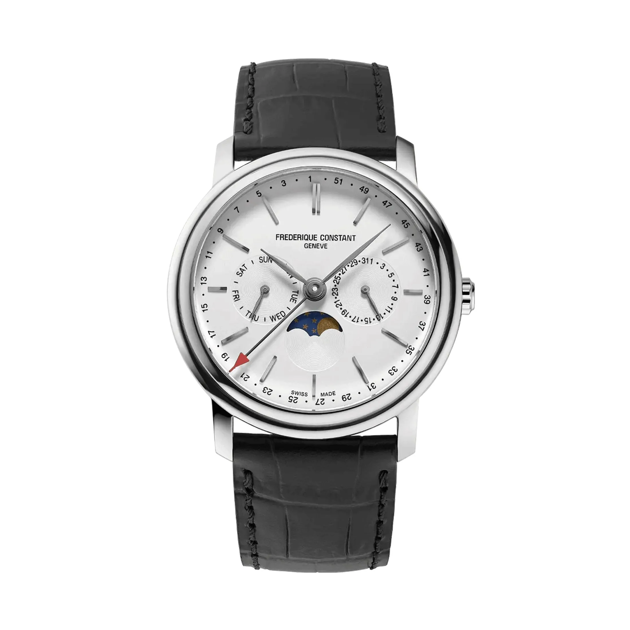 Montre Frédérique Constant Classics Quartz Index Business Timer cadran blanc bracelet cuir 40 mm