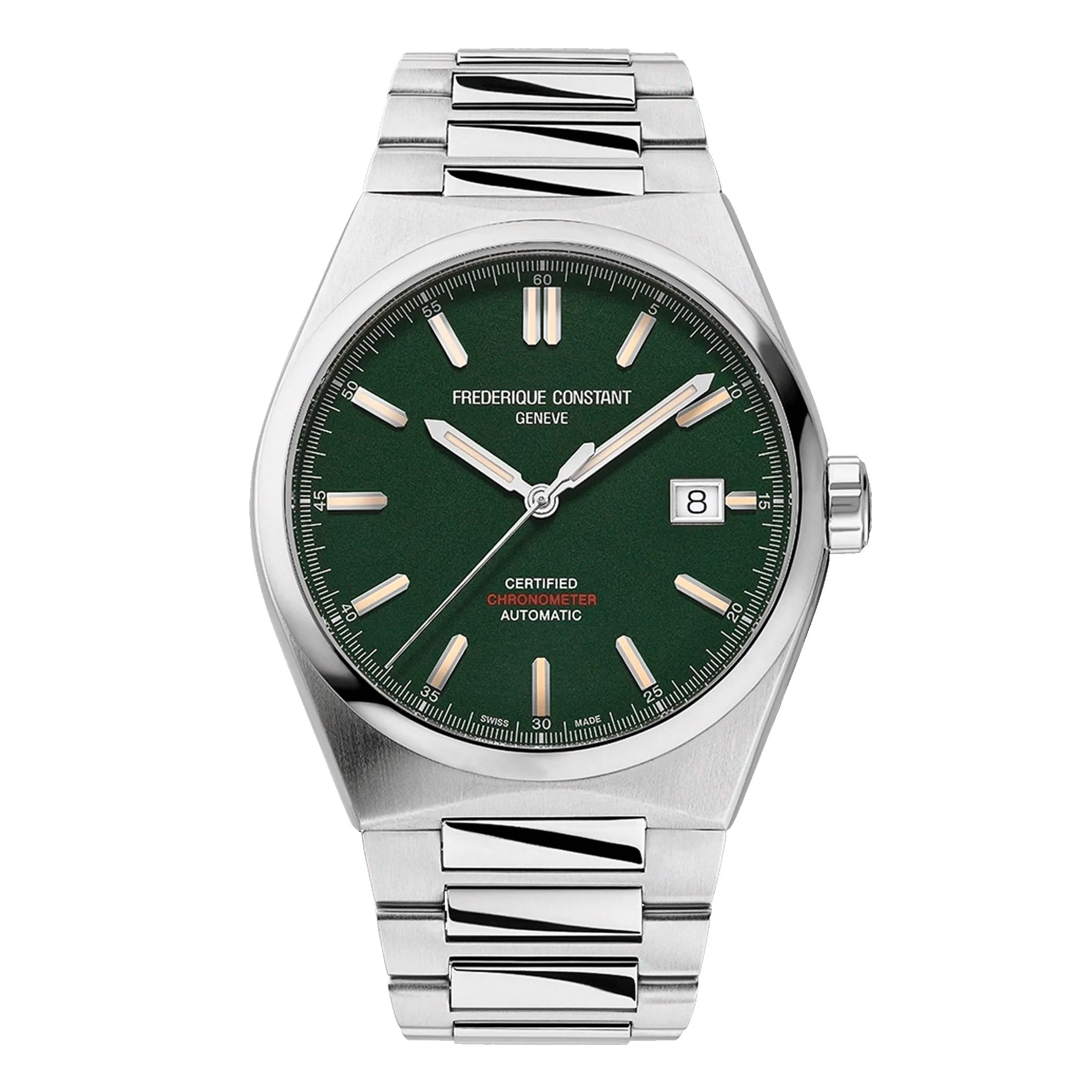 Montre Frédérique Constant Highlife automatique COSC cadran vert "British Racing" bracelet acier 39 mm