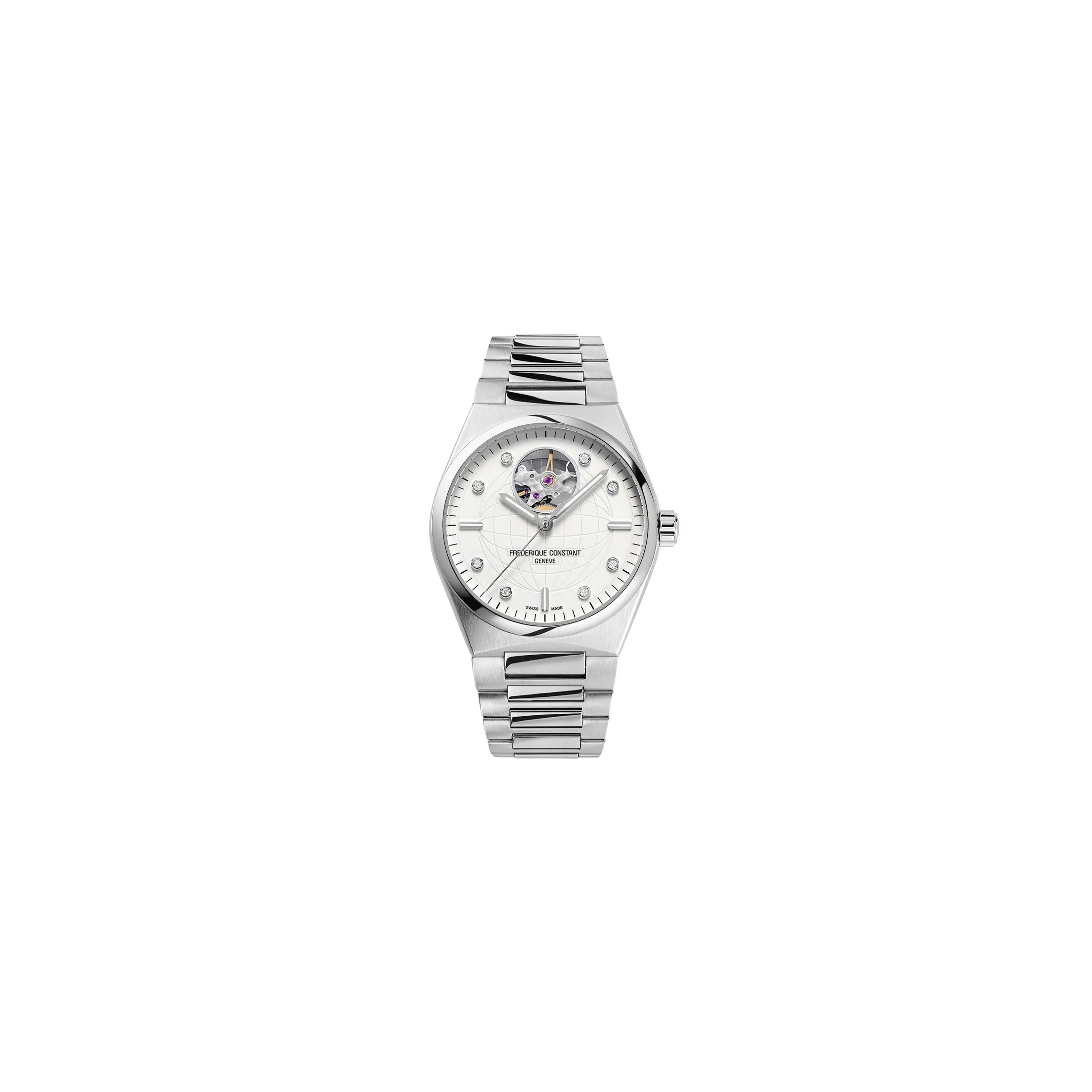 Montre Frédérique Constant Highlife Ladies Heart Beat automatique cadran argent bracelet acier 34 mm