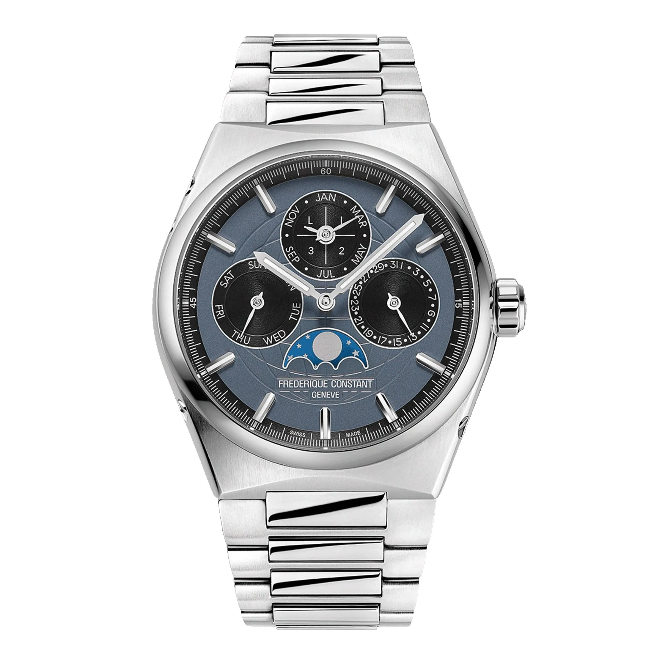 Montre Frédérique Constant Highlife Perpetual Calendar Automatic cadran gris bracelet acier 41 mm