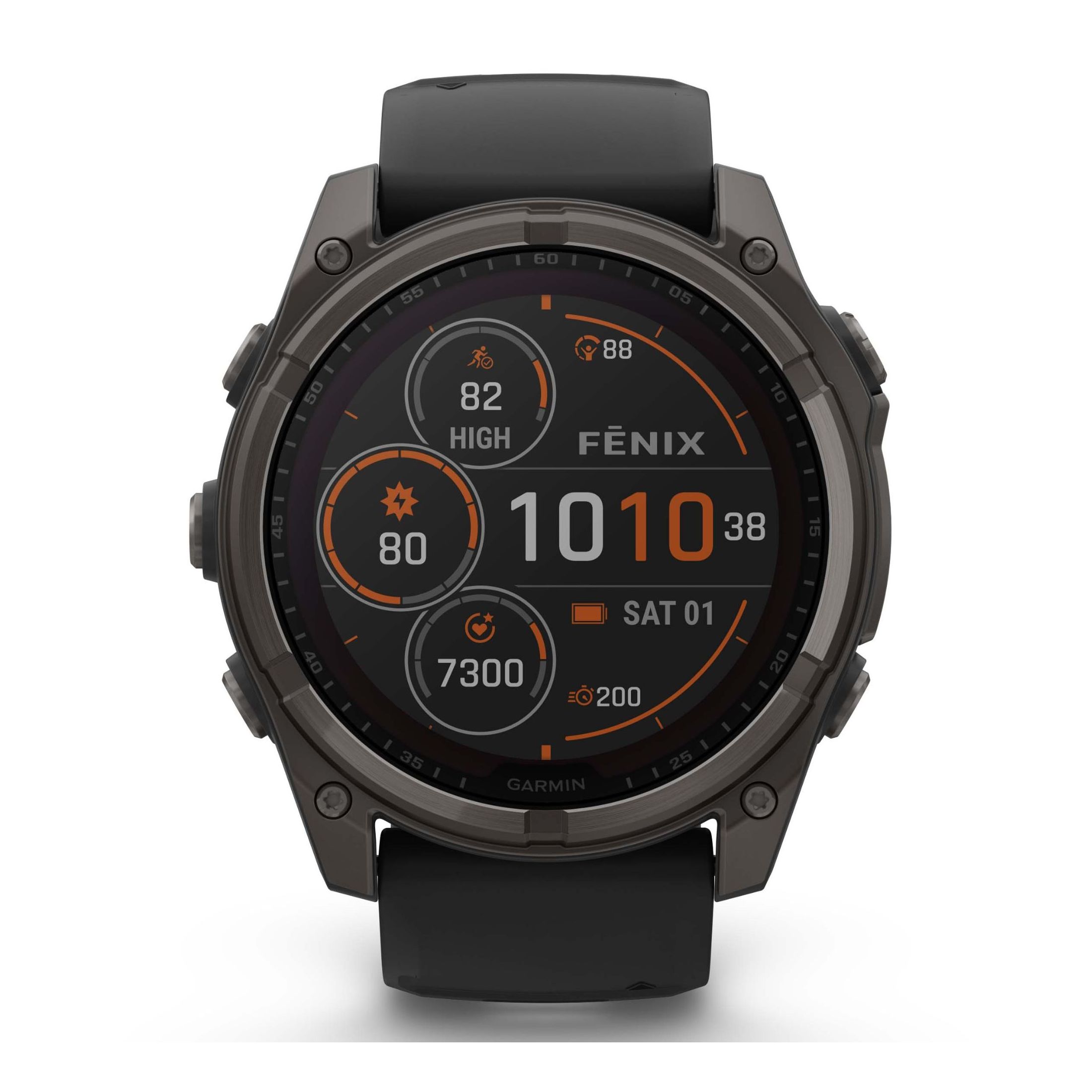 Montre Garmin Fénix 8 Sapphire Solar Edition Titane Carbon Gray DLC bracelet silicone noir 51 mm