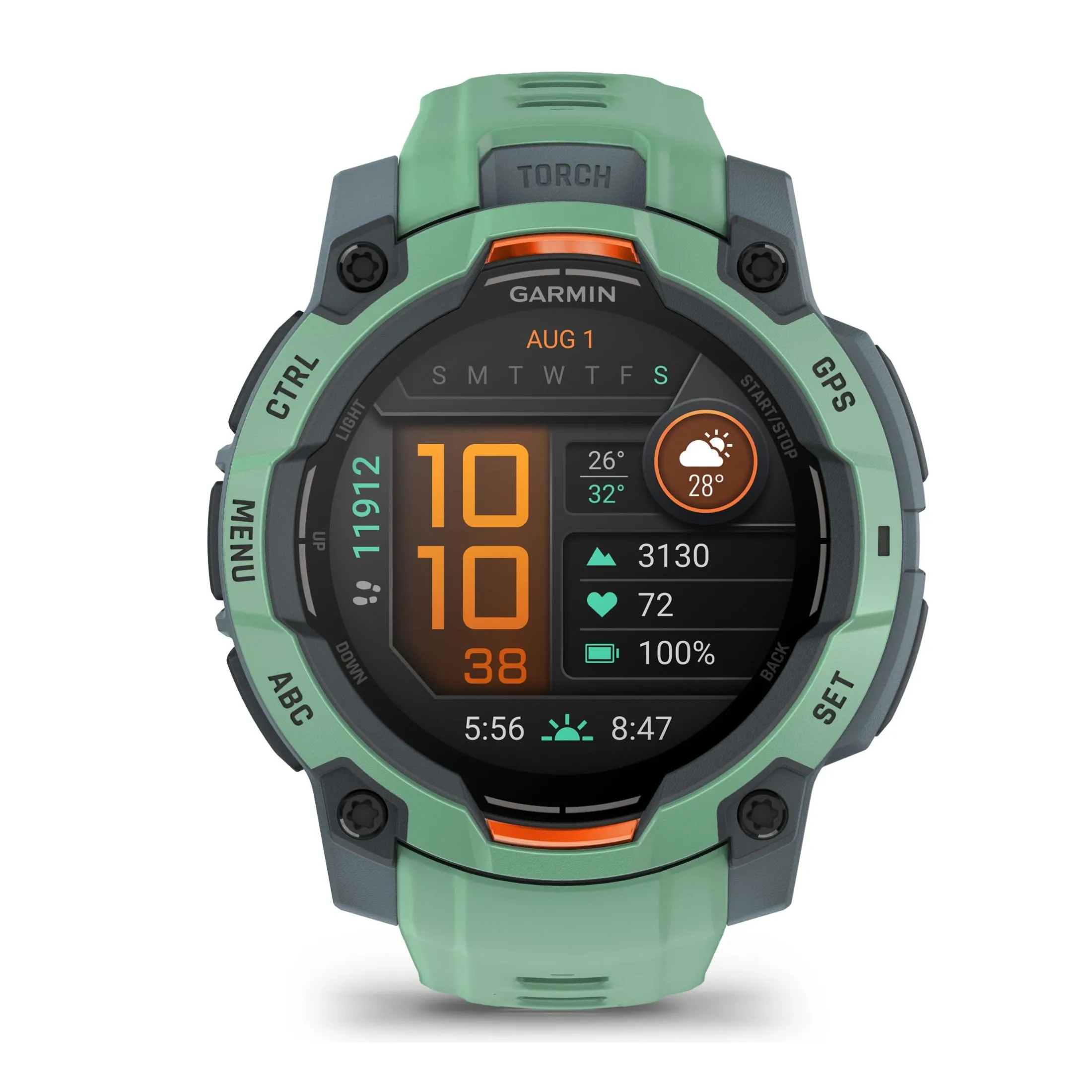 Montre Garmin Instinct 3 AMOLED bracelet silicone vert d'eau Edition Limitée 45 mm