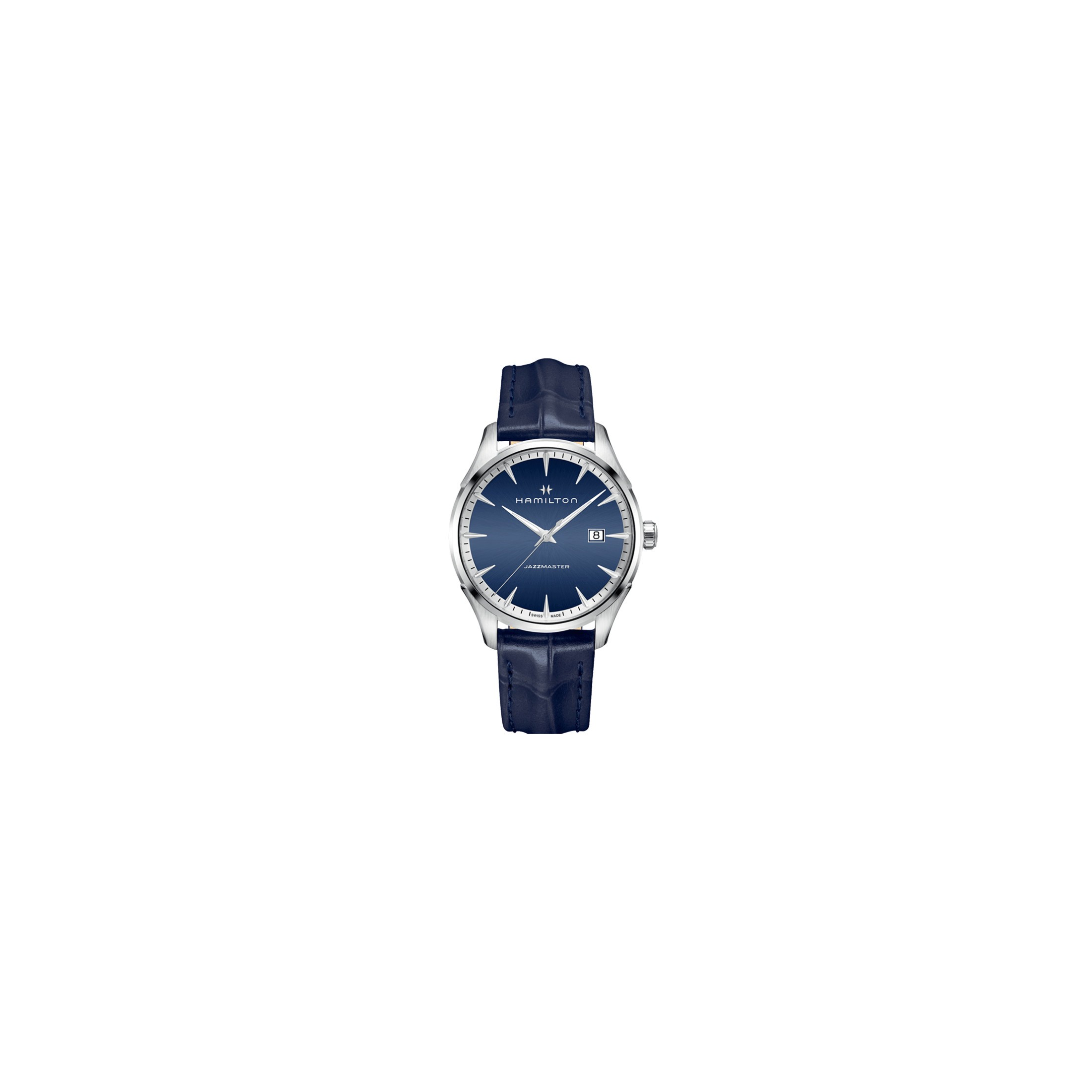 Montre Hamilton Jazzmaster cadran bleu bracelet cuir bleu 40 mm